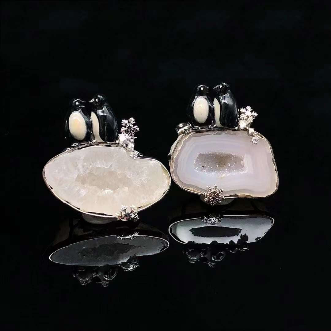 Penguin Crystal Cave Pendant Necklace