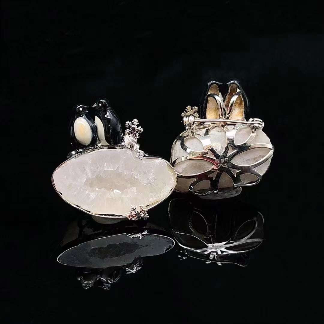 Penguin Crystal Cave Pendant Necklace