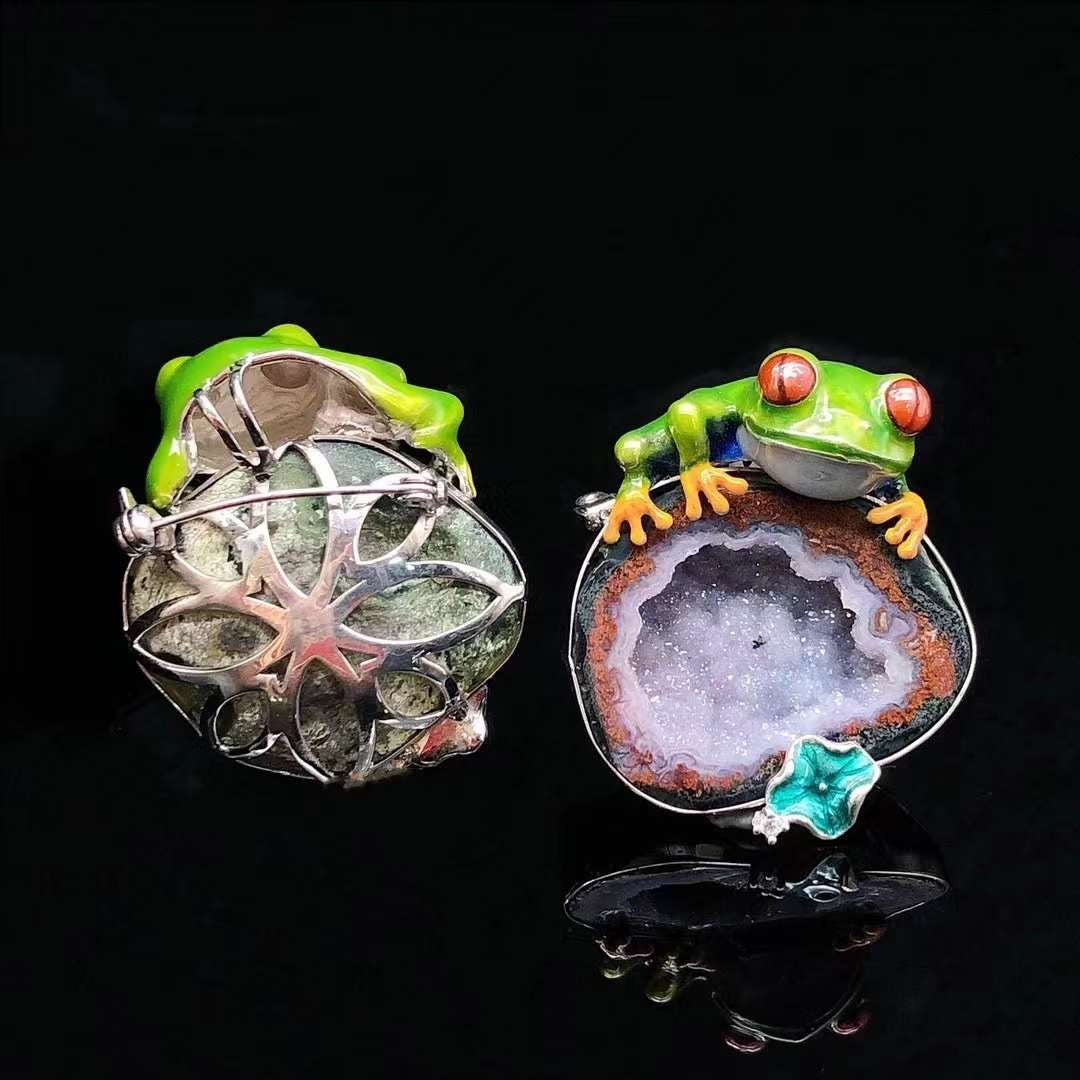 Frog Crystal Cave Pendant Necklace