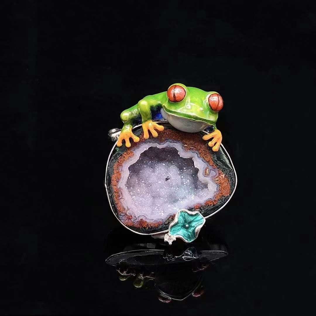 Frog Crystal Cave Pendant Necklace