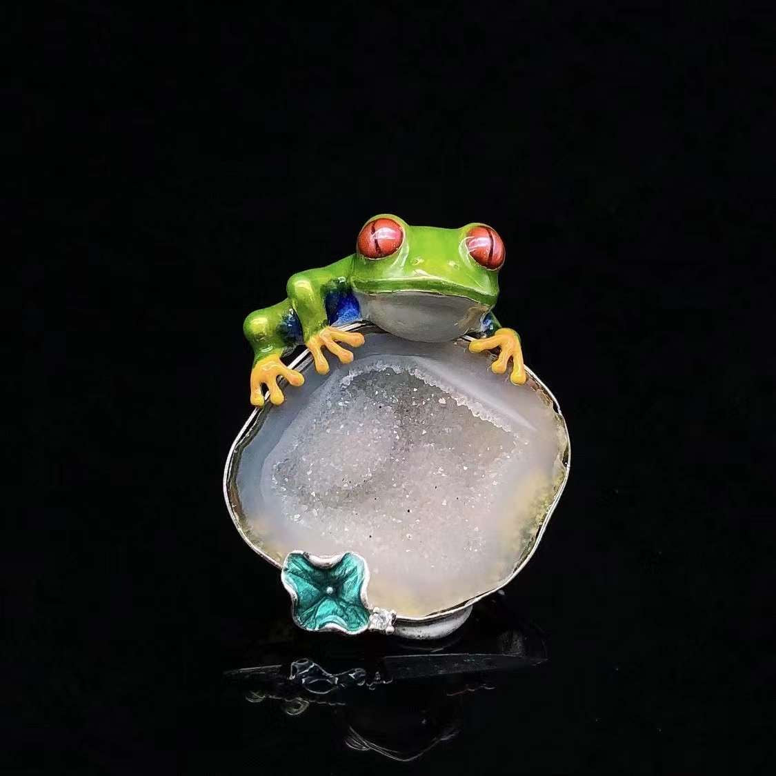 Frog Crystal Cave Pendant Necklace
