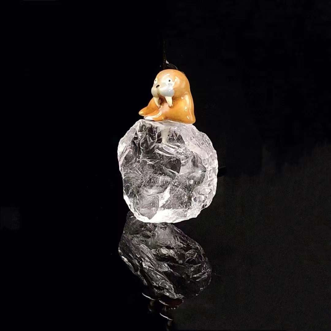 Seal Enamel Natural Crystal Necklace