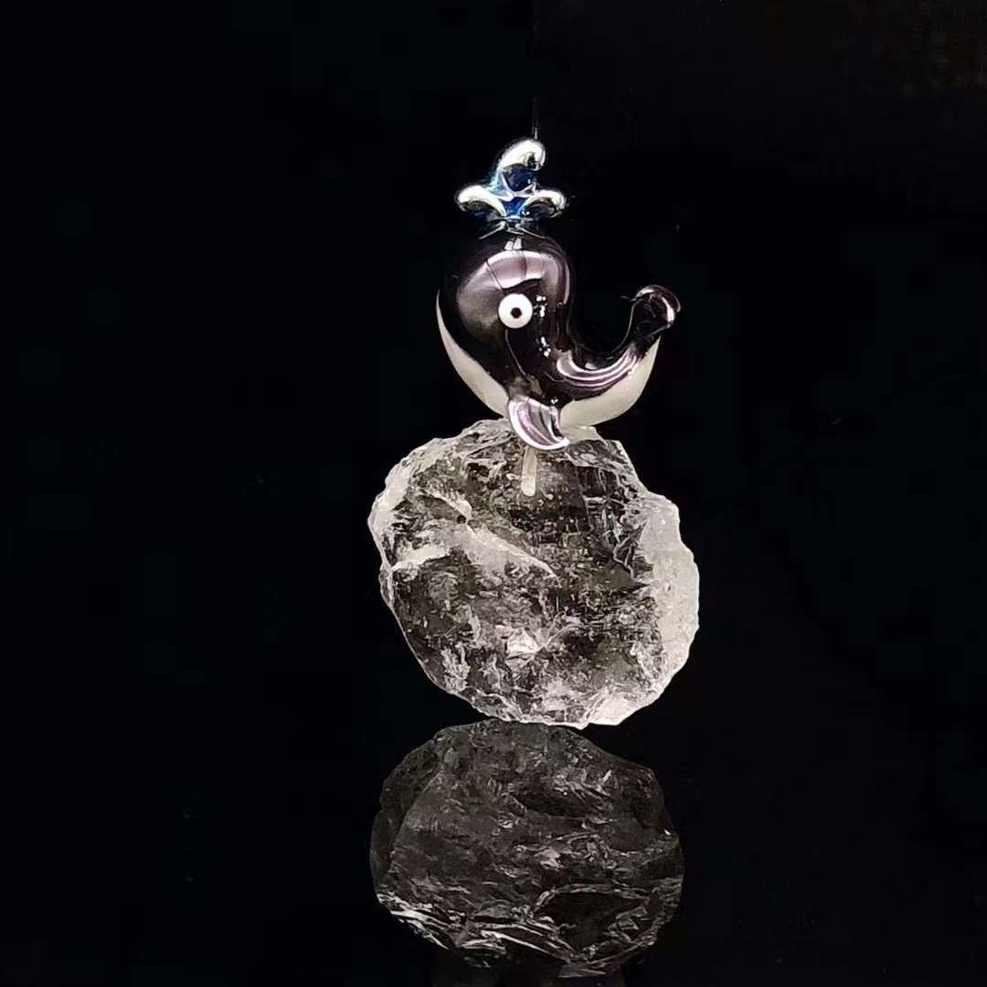 Dolphin Enamel White Crystal Necklace