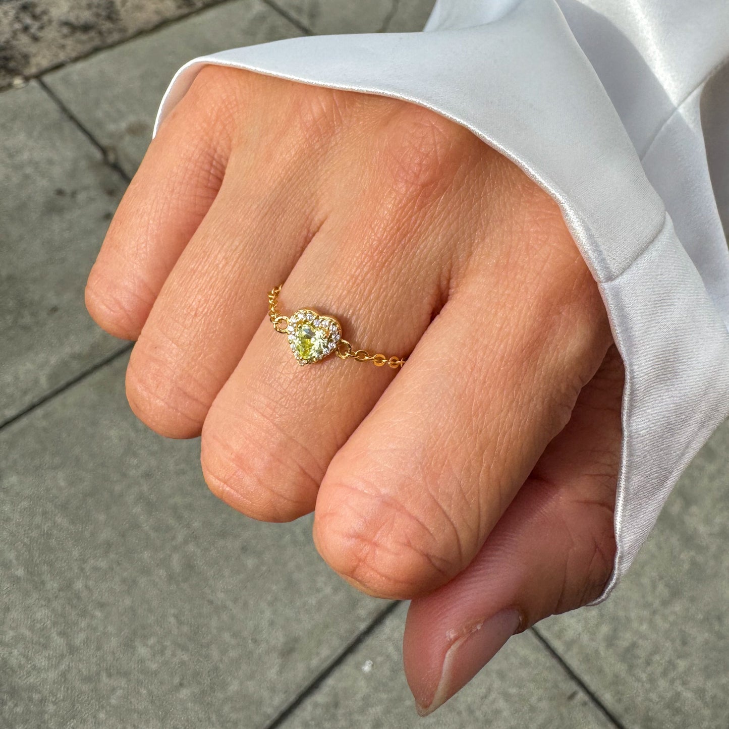 Peridot Birthstones Love Zipper Gold Ring