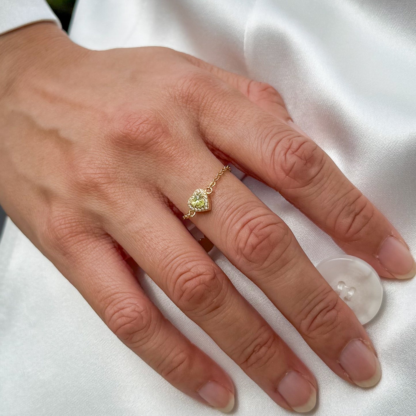 Peridot Birthstones Love Zipper Gold Ring