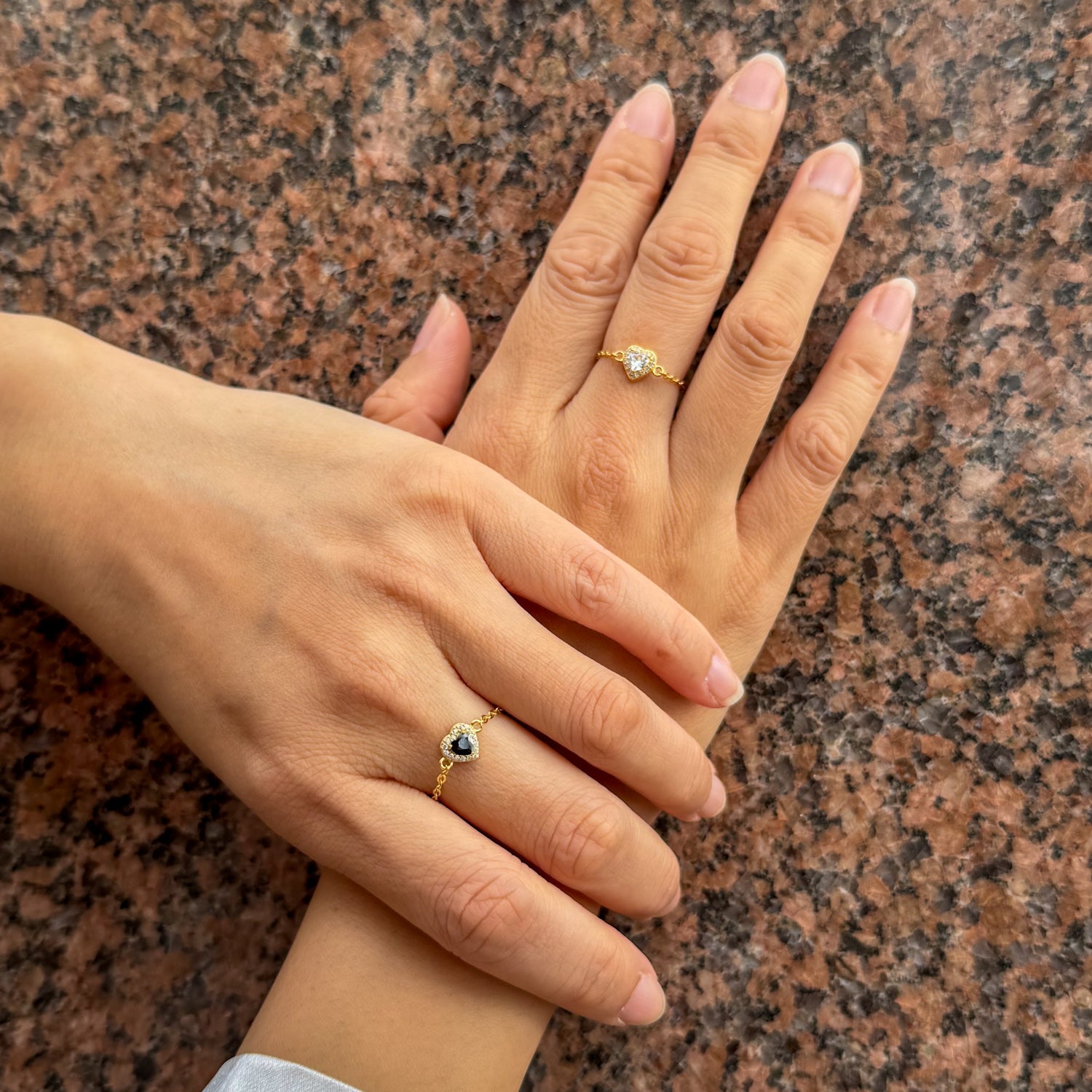 White Crystal Birthstones Love Zipper Gold Ring