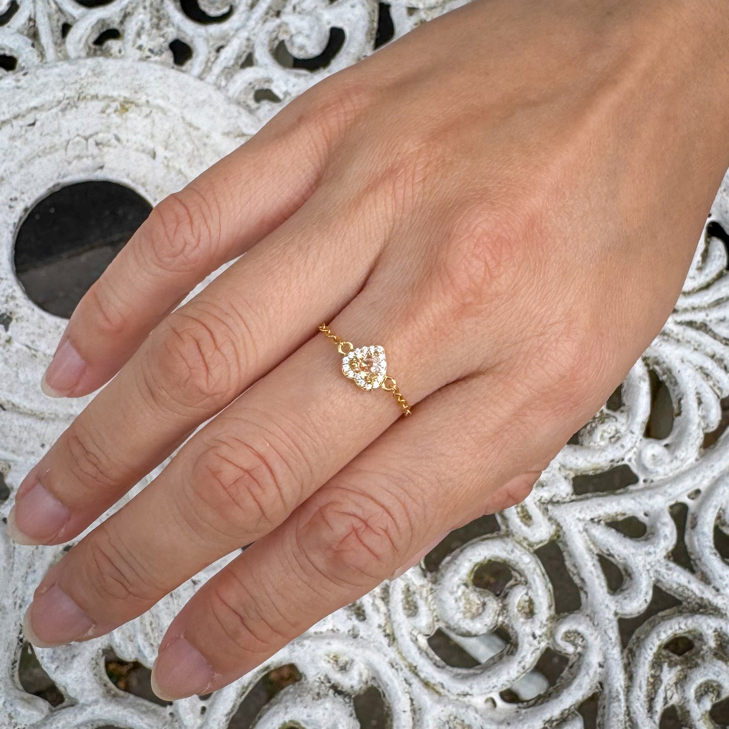 Citrine Birthstones Love Zipper Gold Ring