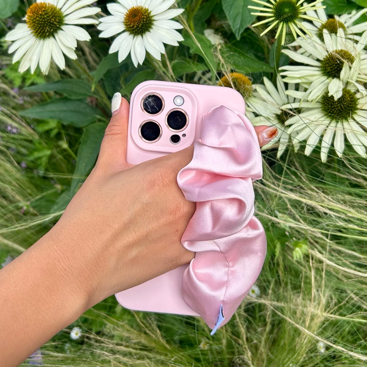 Pink Phone Case With Silky Hand Holder