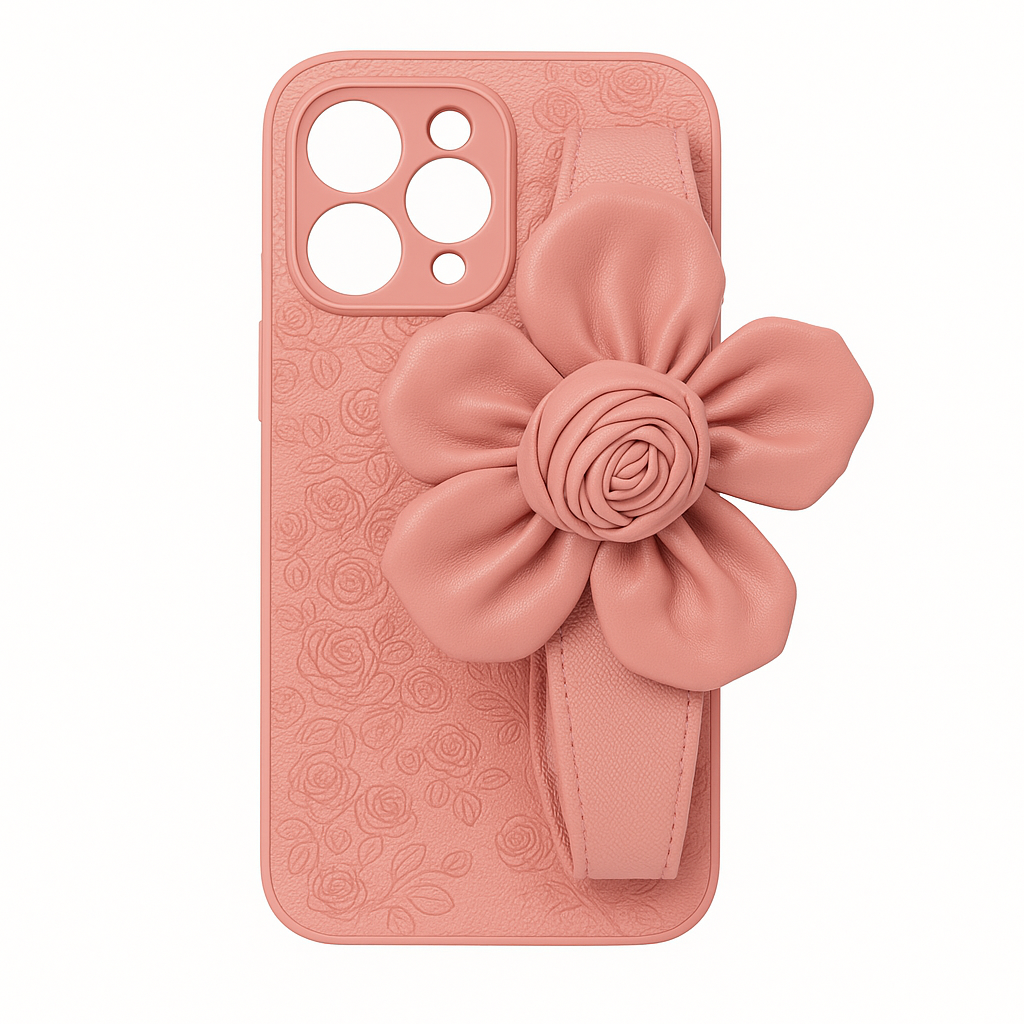 Floral Wrist Phone Case Hand Holder Pink