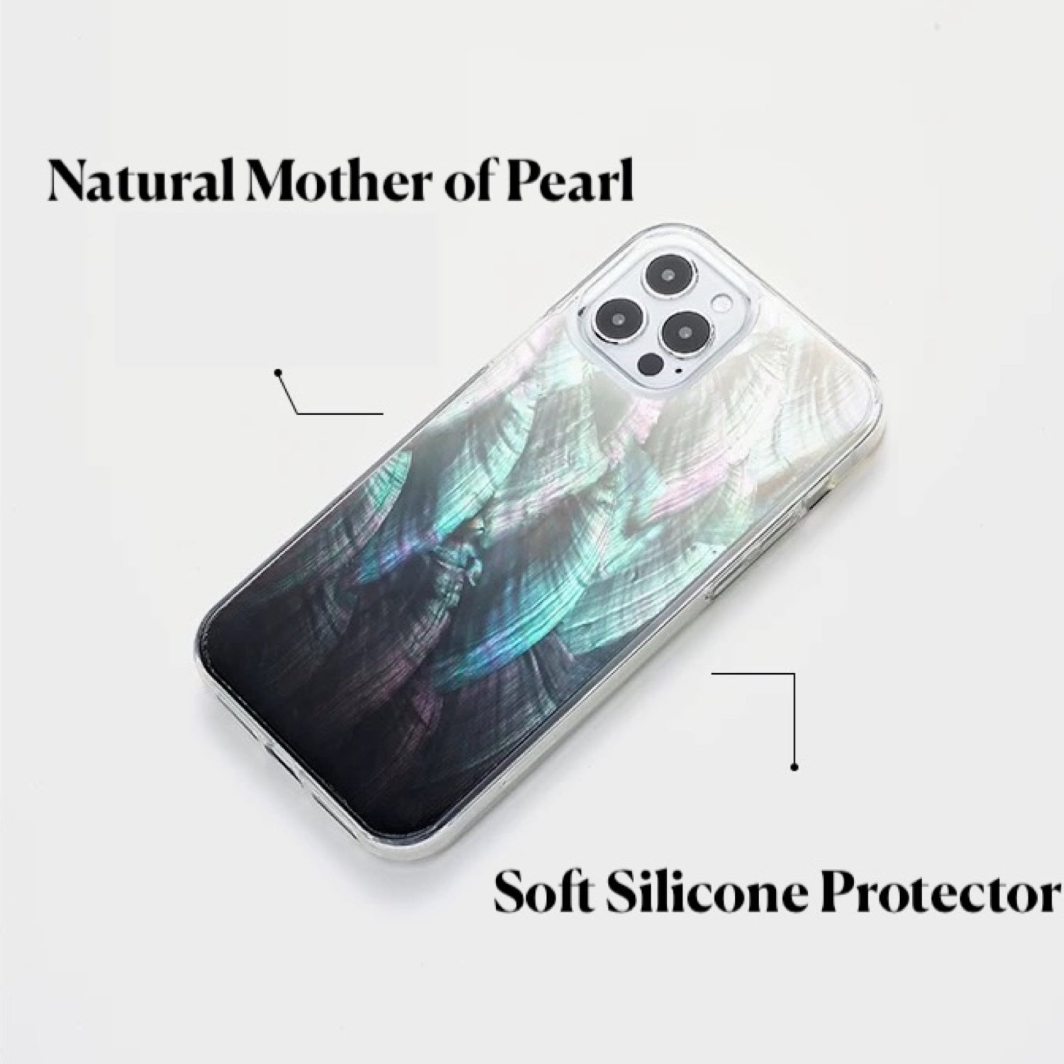 Iridescent Mother-of-Pearl Luxe Phone Case Black