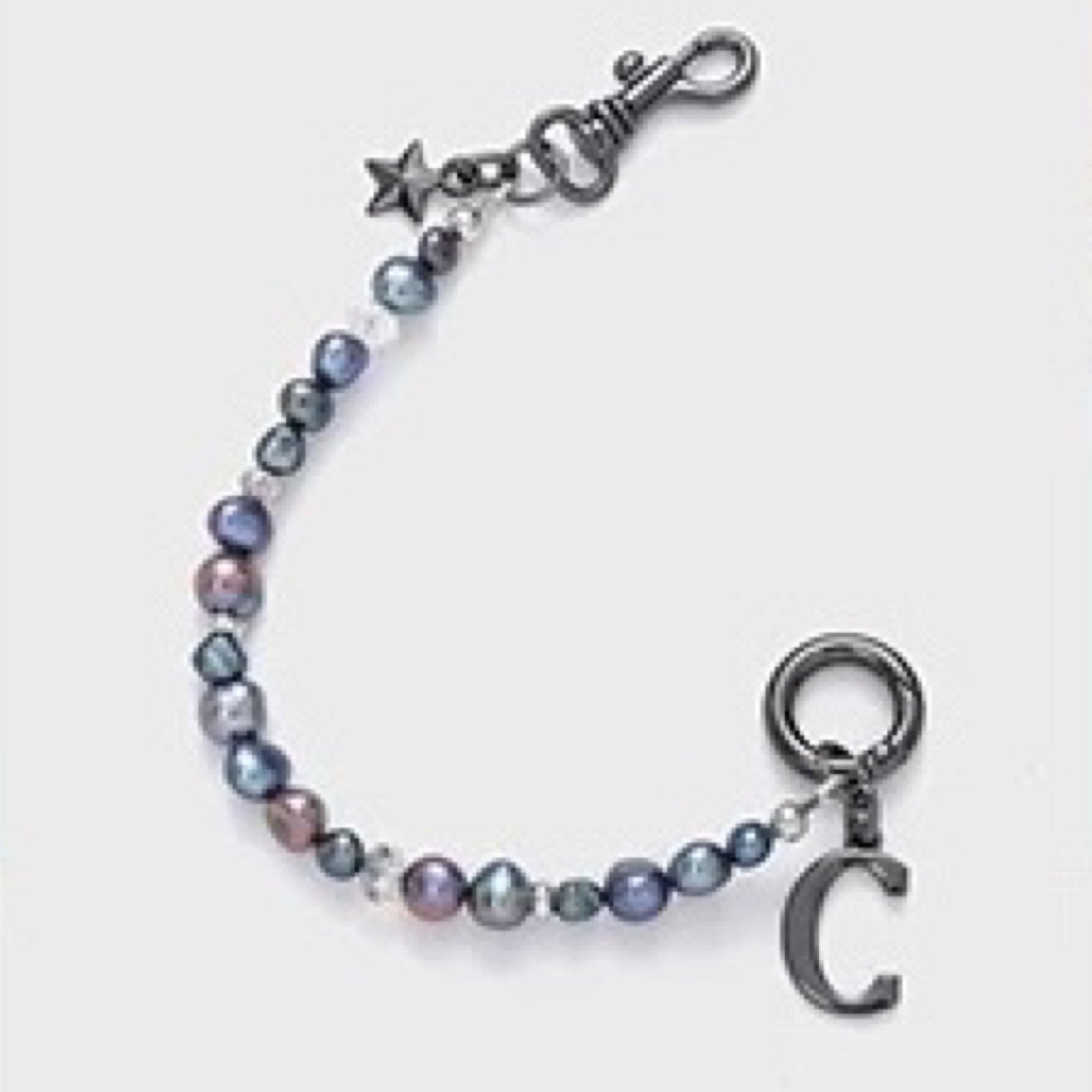 Iridescent Mother-of-Pearl Luxe Phone Case Black Natural Pearl Chain Black Grey