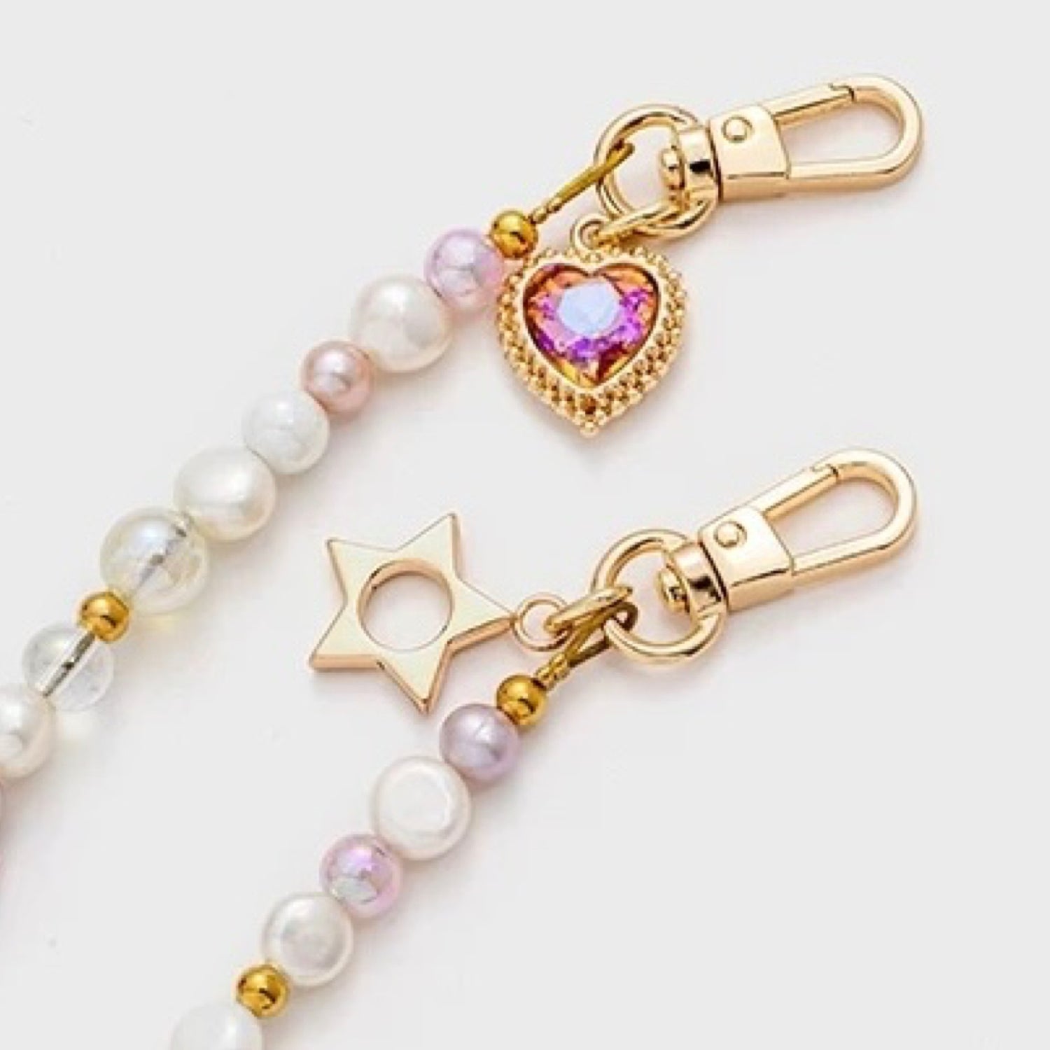 Iridescent Mother-of-Pearl Luxe Phone Case Natural Pearl Chain Pink