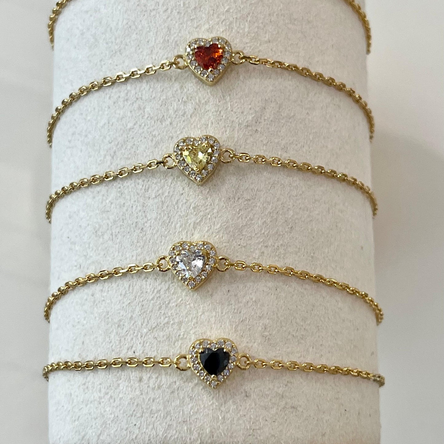 Birthstones Citrine Heart Gold Plated Adjustable Bracelet / Anklet