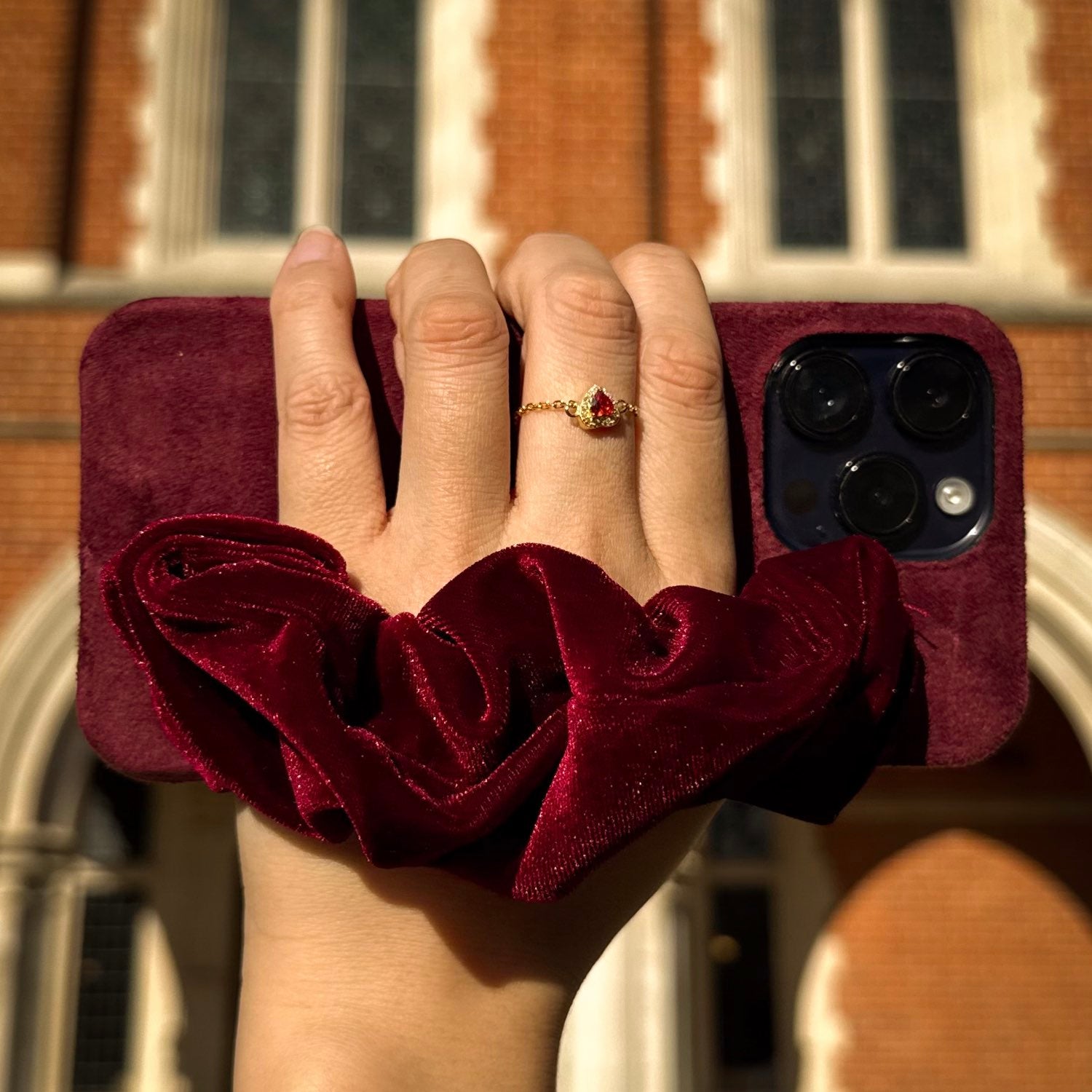 Bright Red Phone Case With Silky Hand Holder