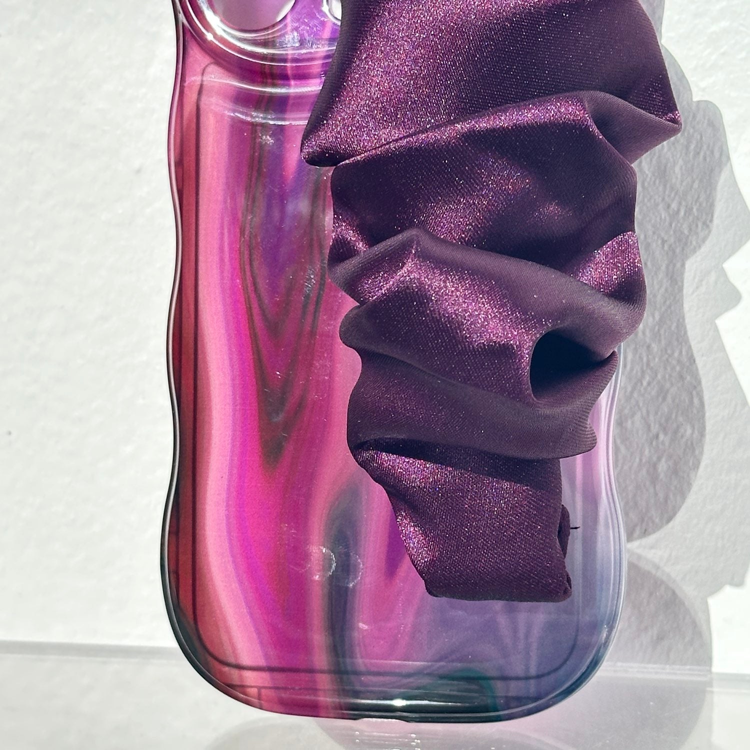 Purple Marble Phone Case With Silky Hand Holder