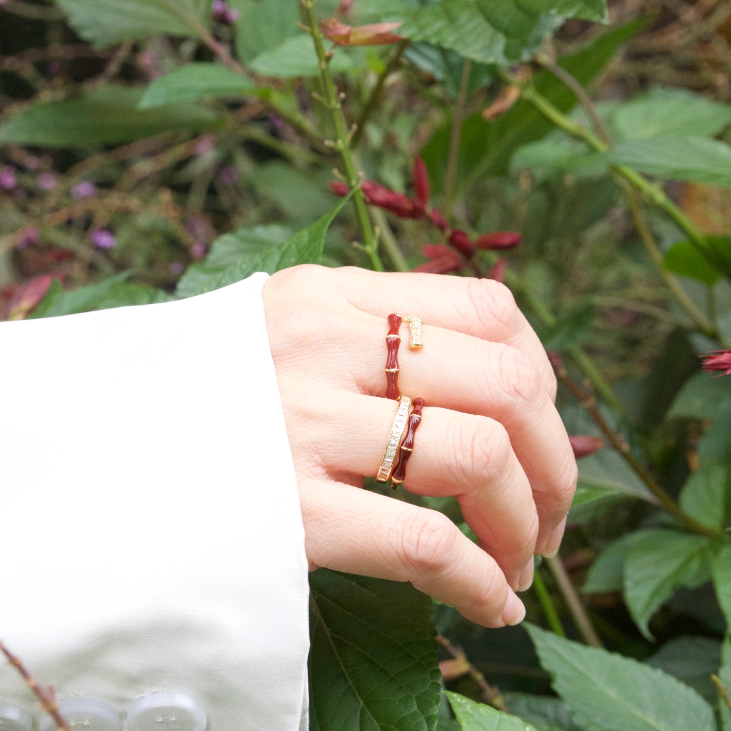 Bamboo Red Double BandRing
