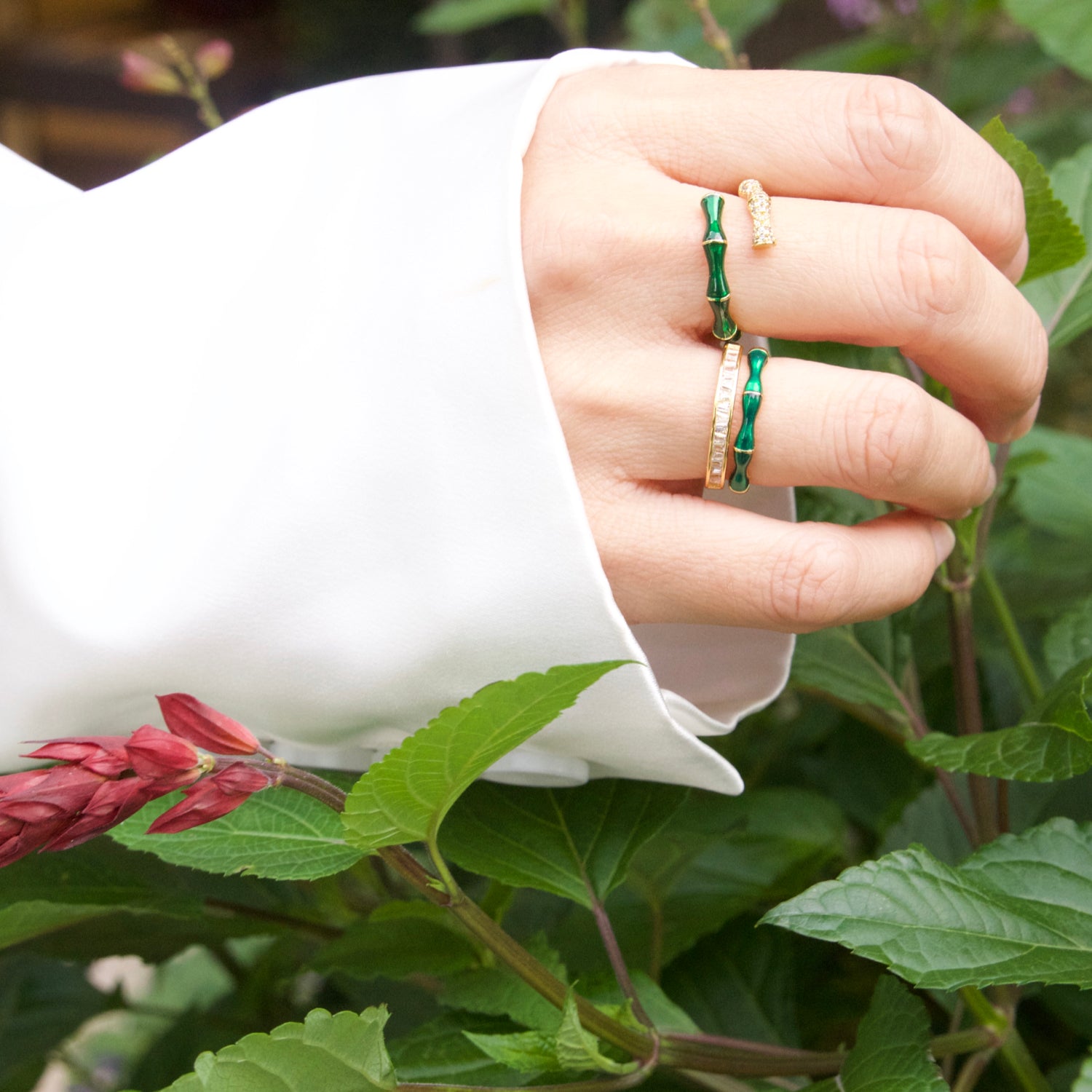 Bamboo Red Double BandRing