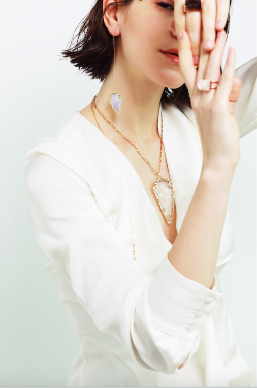 Natural Opal Texture 18K Gold Plated Necklace