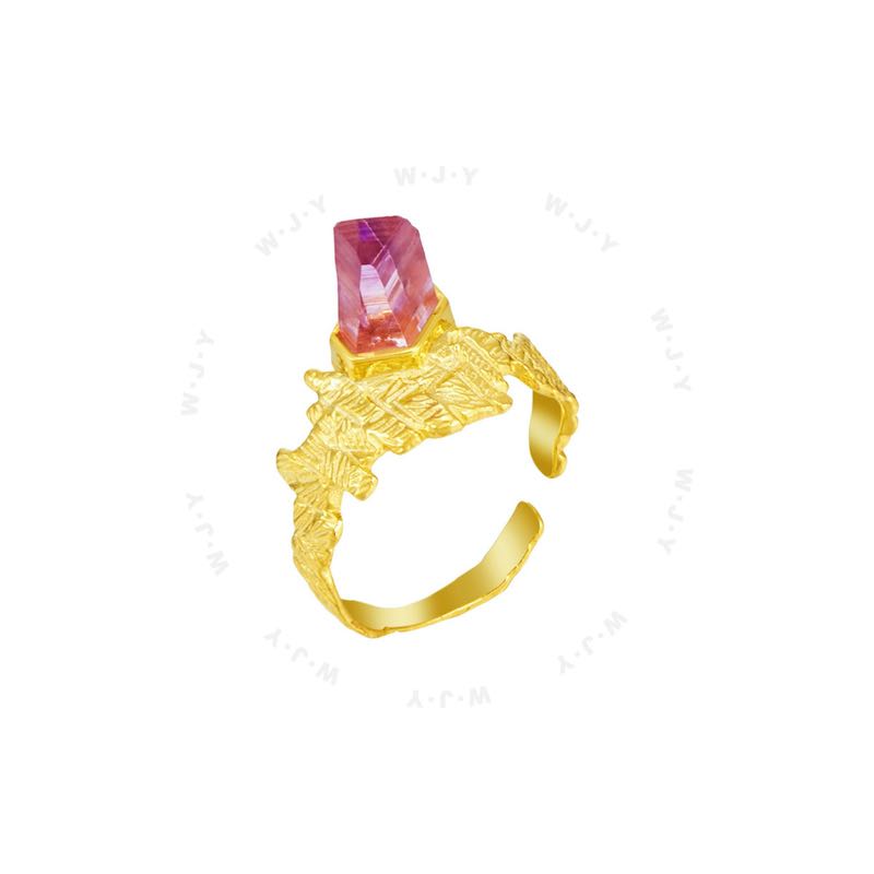 Natural Amethyst Tree Memory Gold-plated Ring