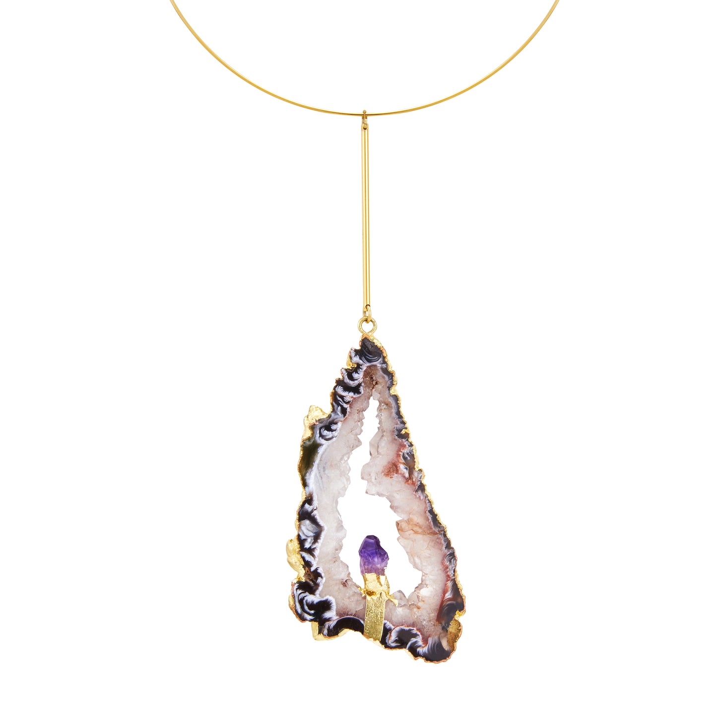 Natural White Amethyst 18K Gold Plated Necklace
