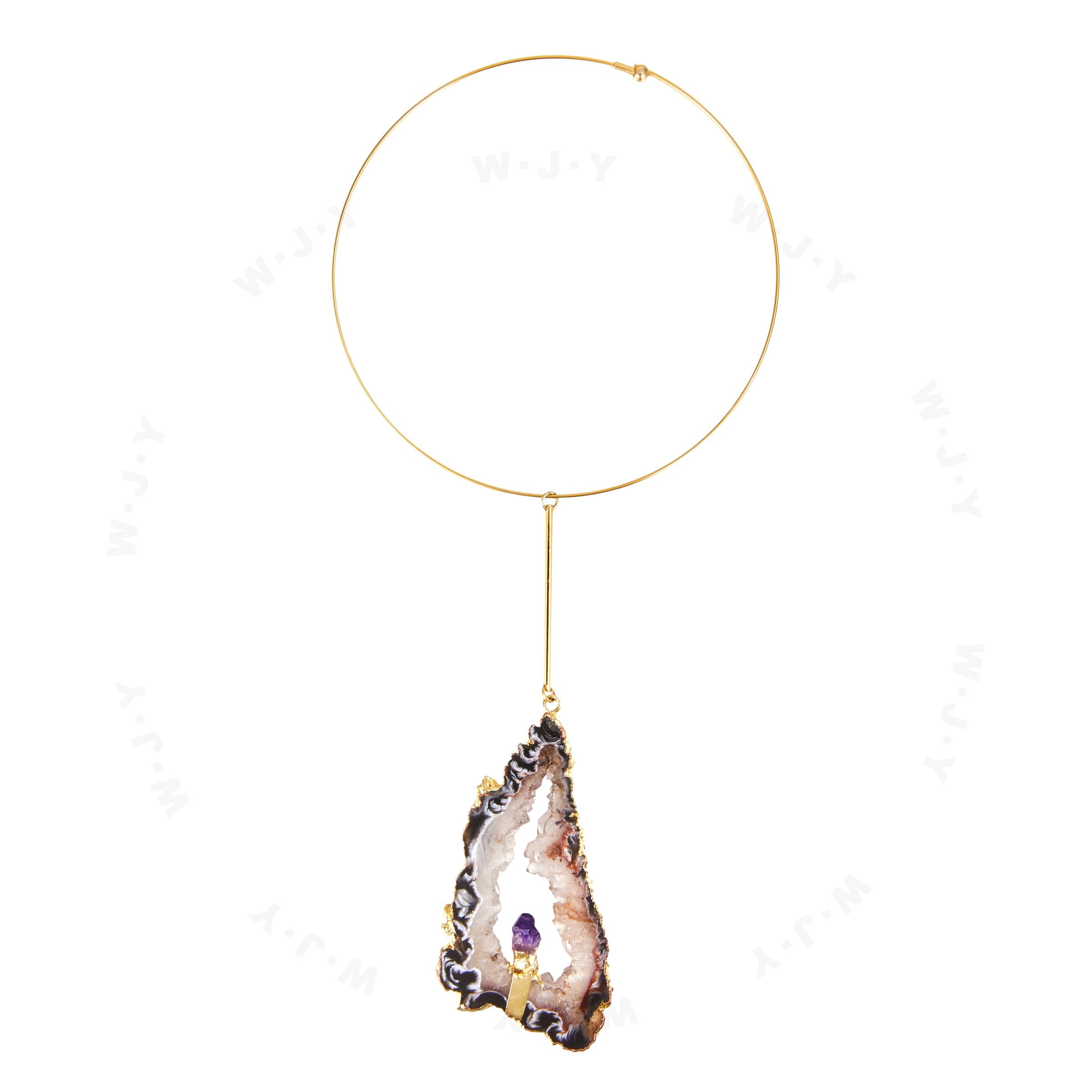 Natural White Amethyst 18K Gold Plated Necklace