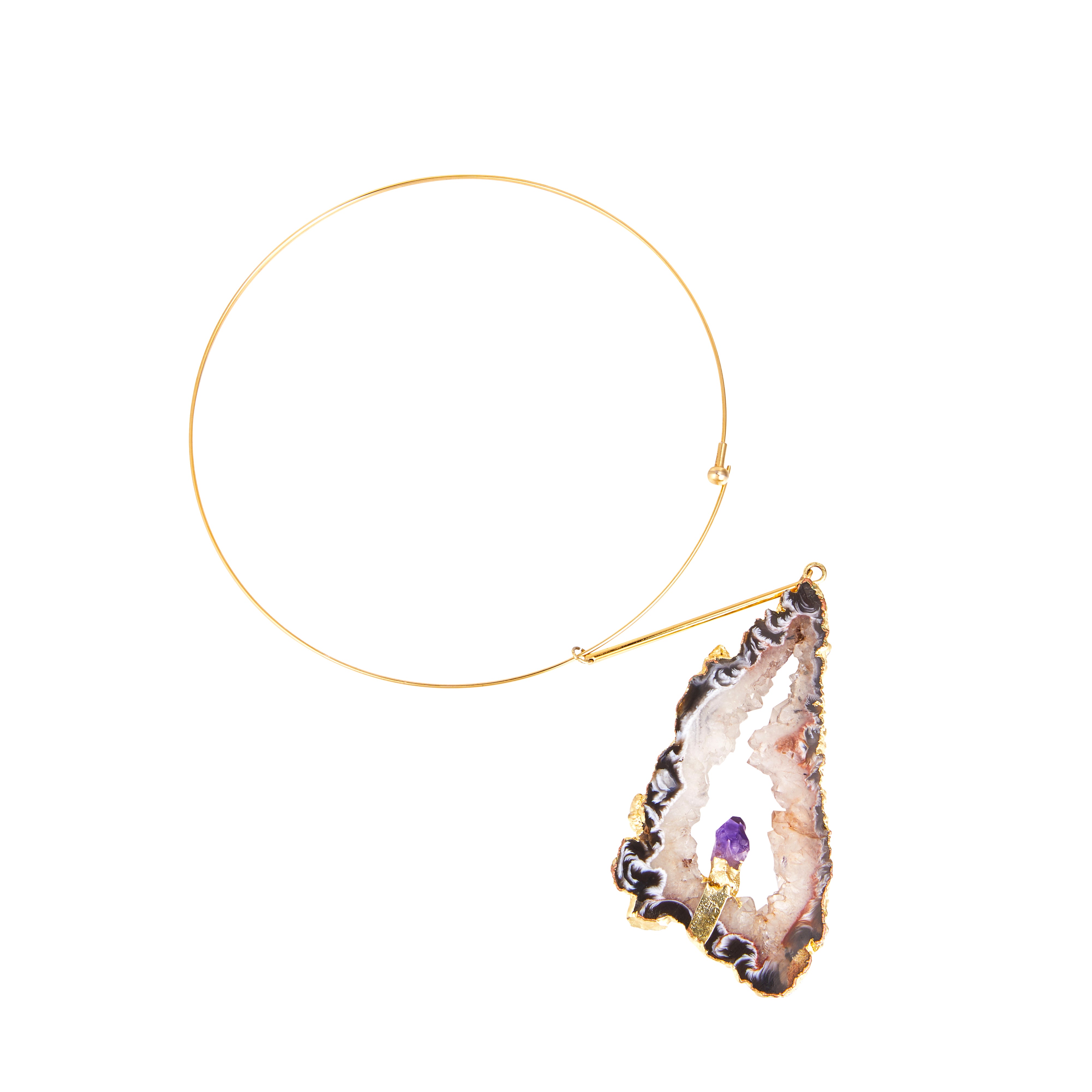 Natural White Amethyst 18K Gold Plated Necklace