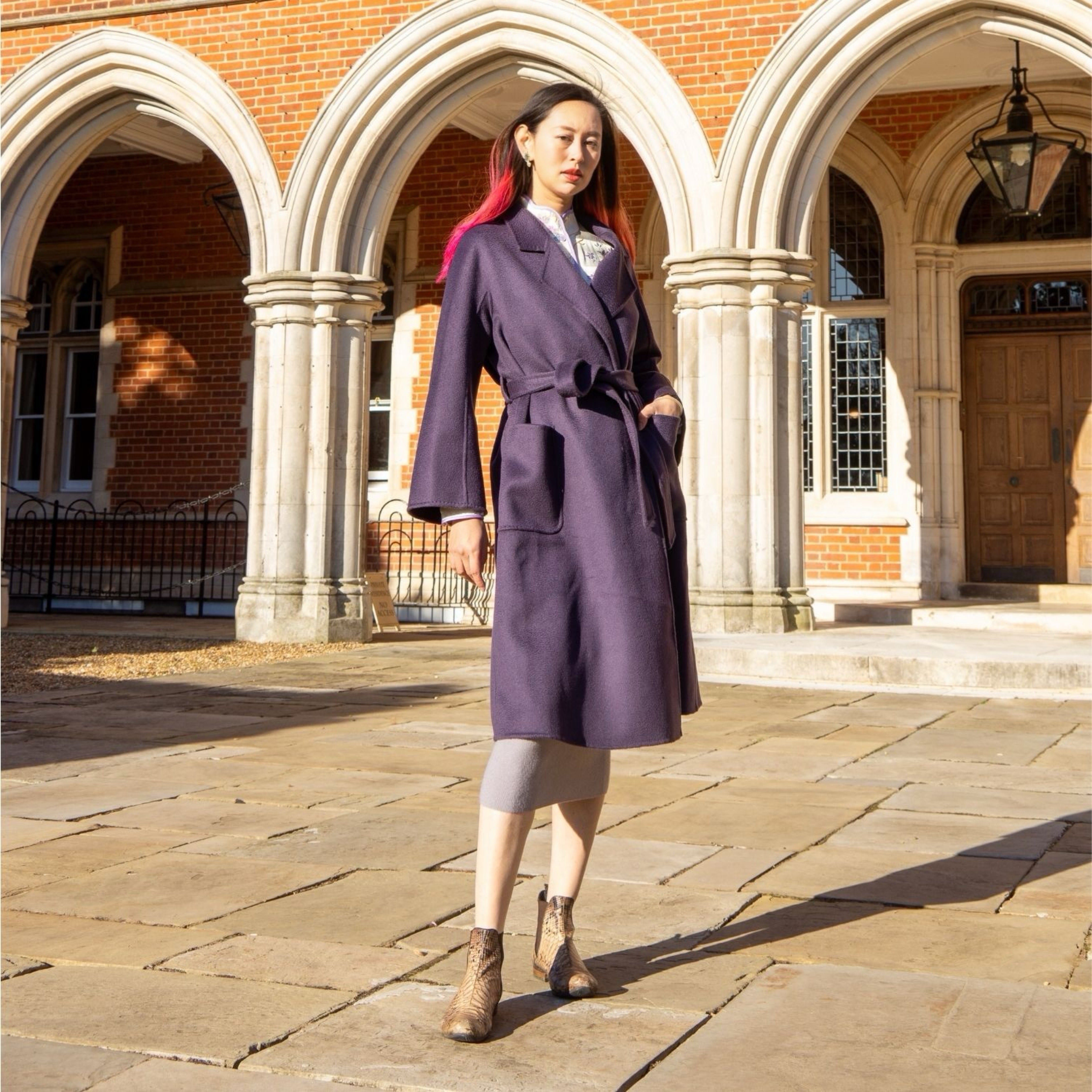 Galaxy SuperSoft Wool Long Coat Dark Purple