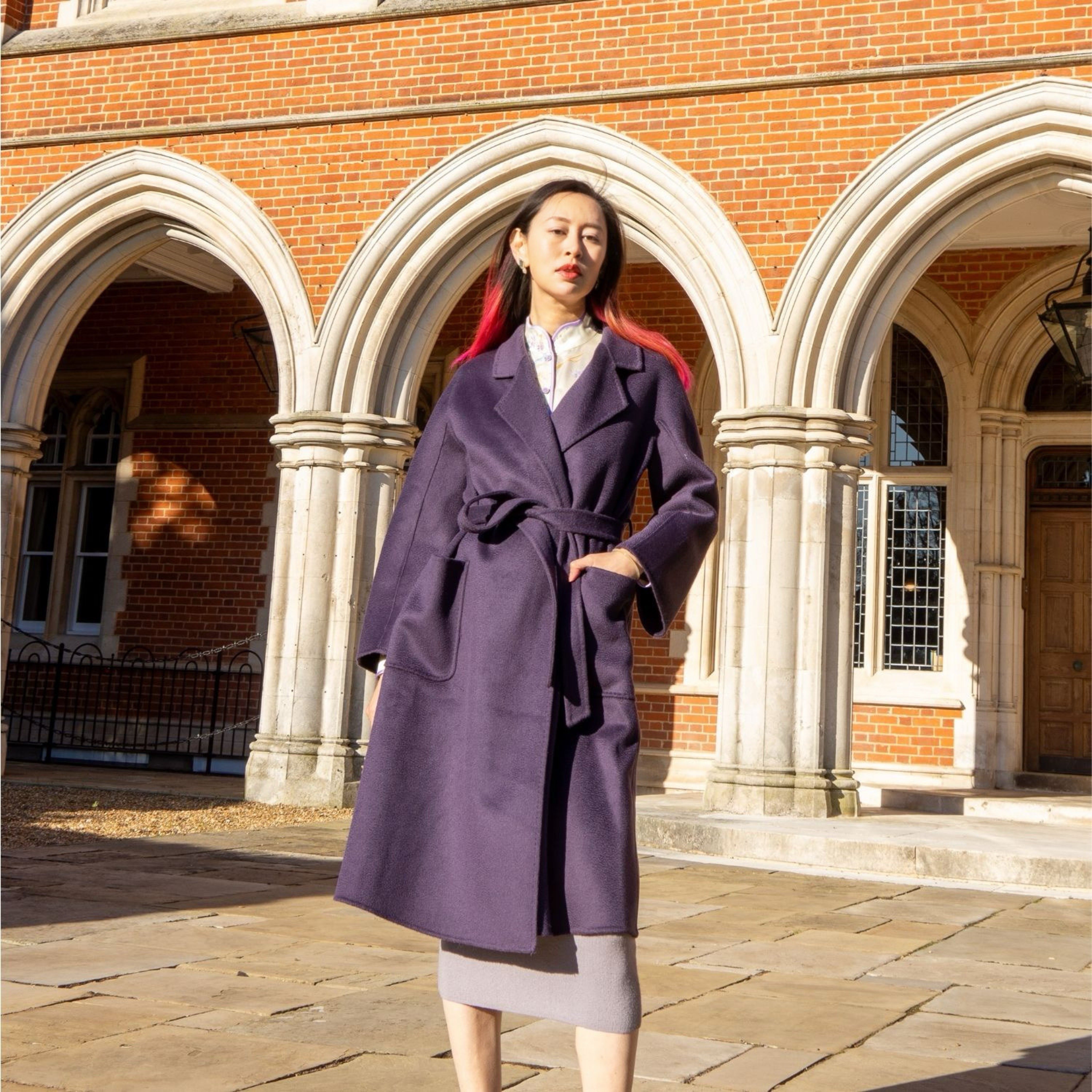 Galaxy SuperSoft Wool Long Coat Dark Purple
