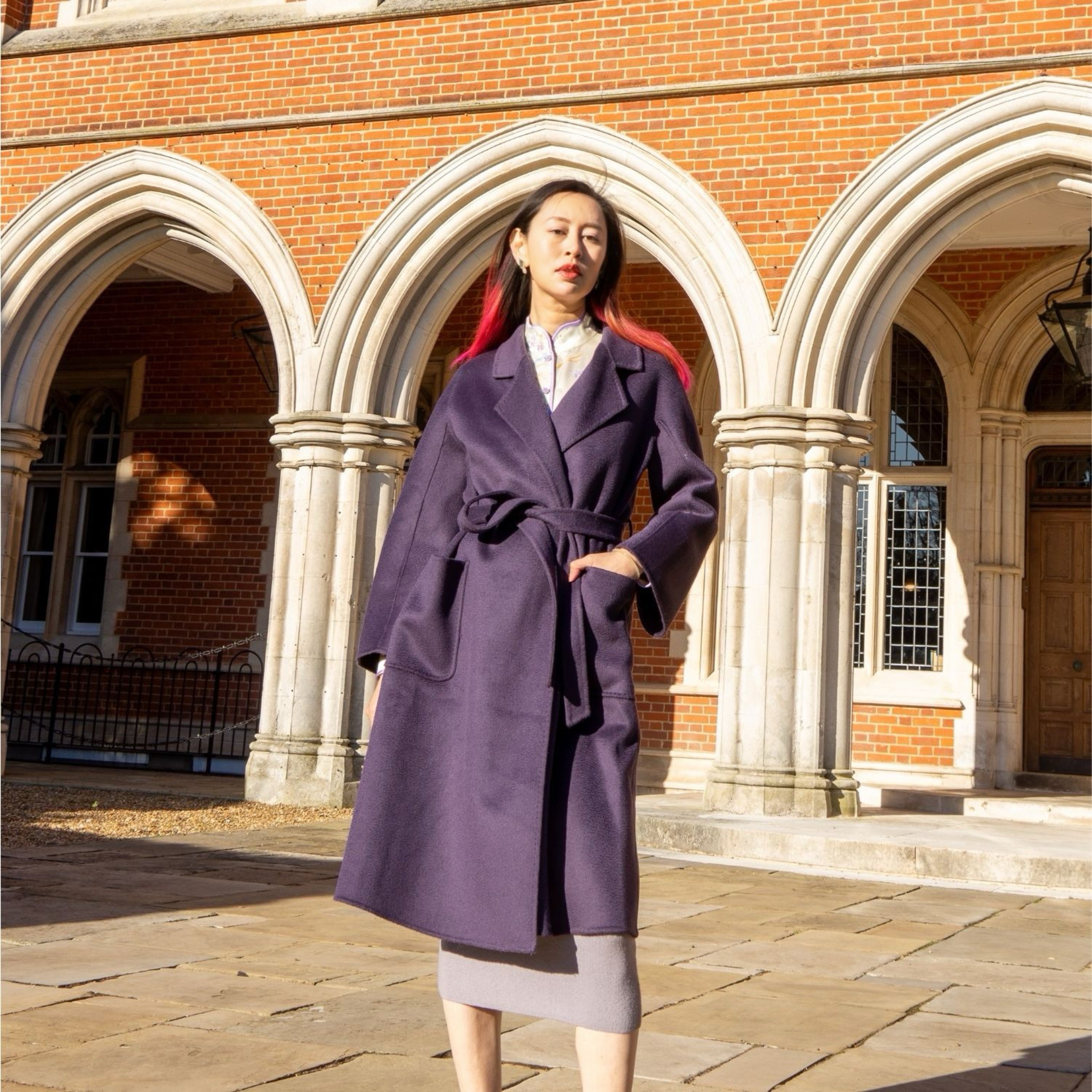 Galaxy SuperSoft Wool Long Coat Dark Purple