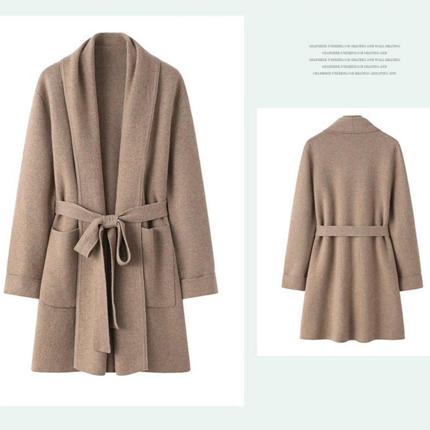 Cashmere Jacket Shawl Thickened Cardigan Sweater Coat Brown