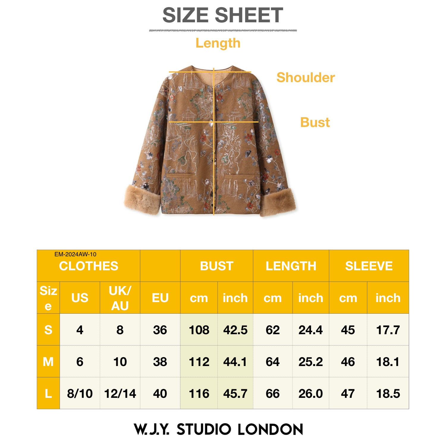 Embroidered Cardigan Golden Brown Jacket Coat Stylish Stitching