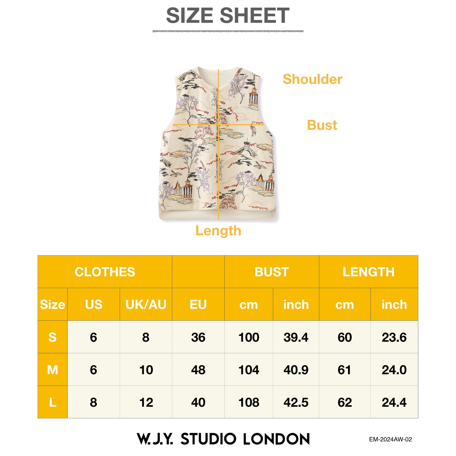 Embroidered Oriental Style Painting Stitching Vest Cream Yellow