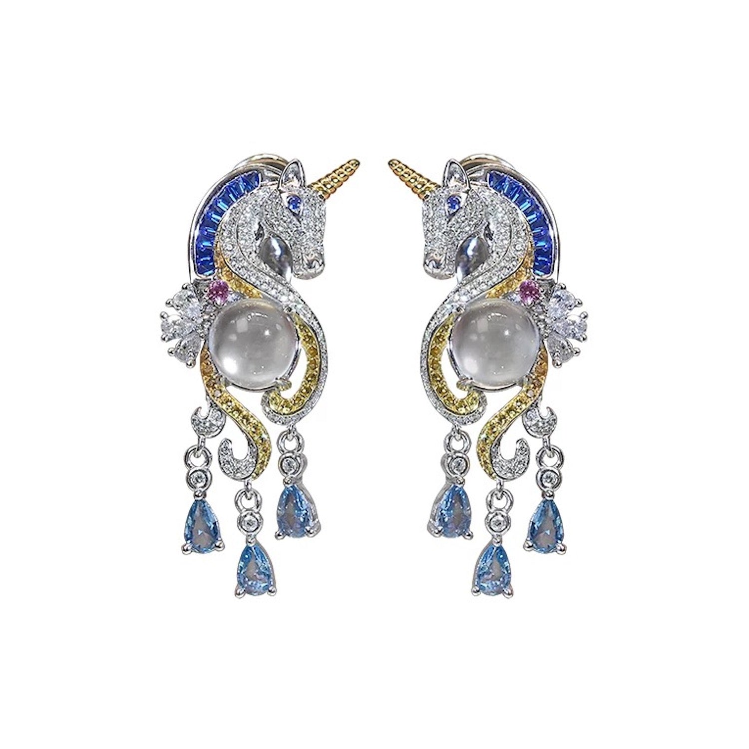 Unicorn Jadeite Colored Diamond Earrings