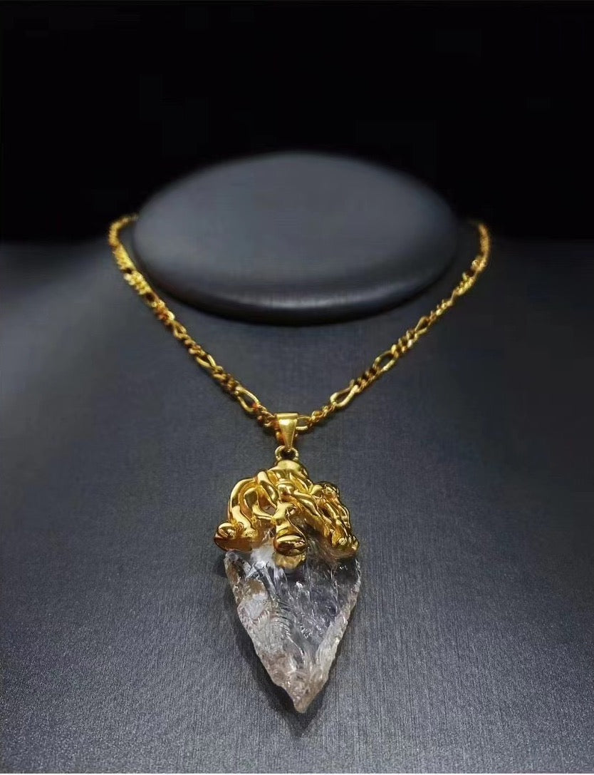 Natural Texture White Crystal Gold-plated Necklace