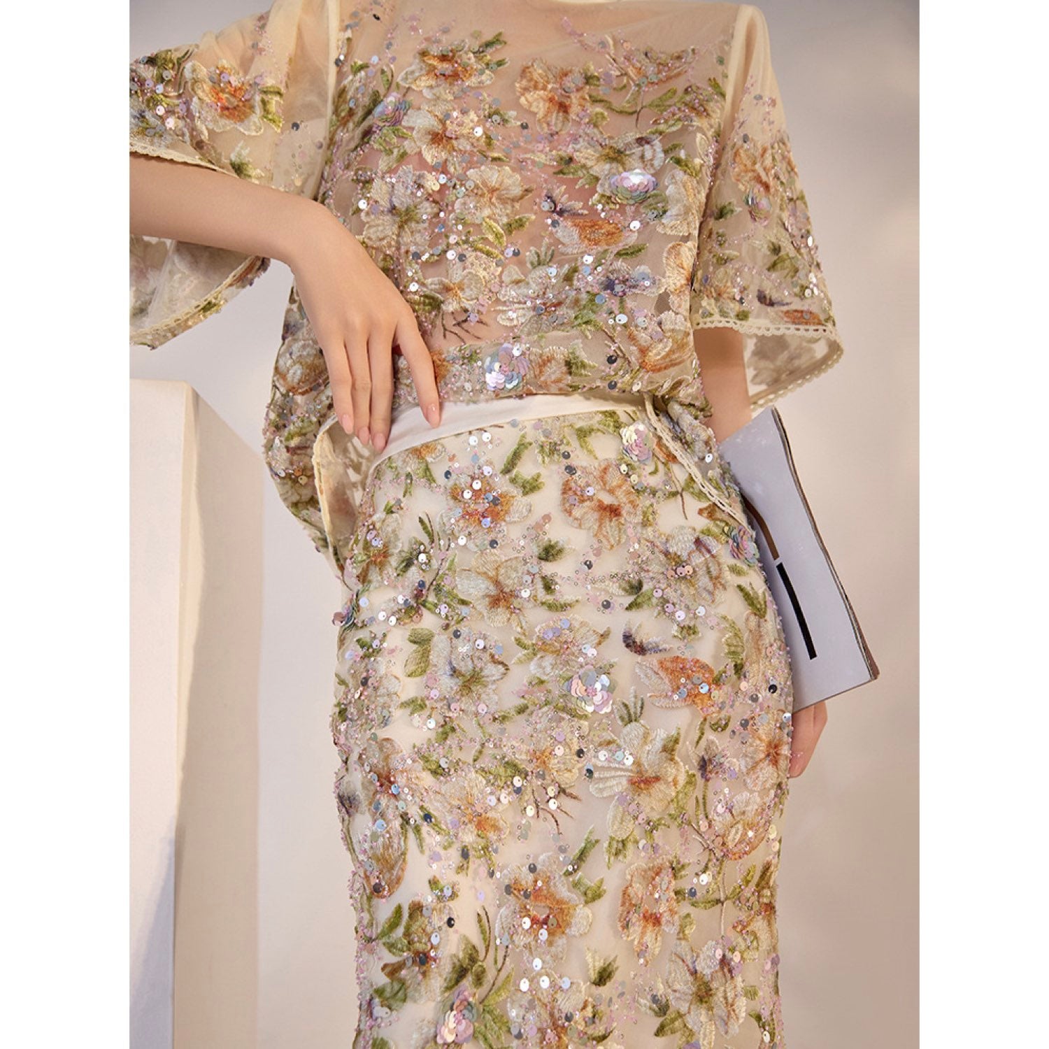 Embroidered Shirt White Floral Stylish Stitching Spring Summer
