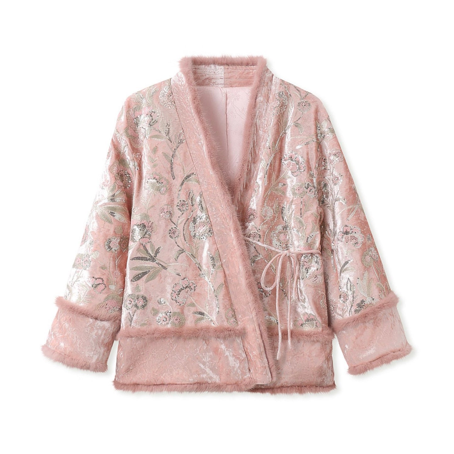 Embroidered Cardigan Jacket Floral Stylish Stitching Autumn Winter