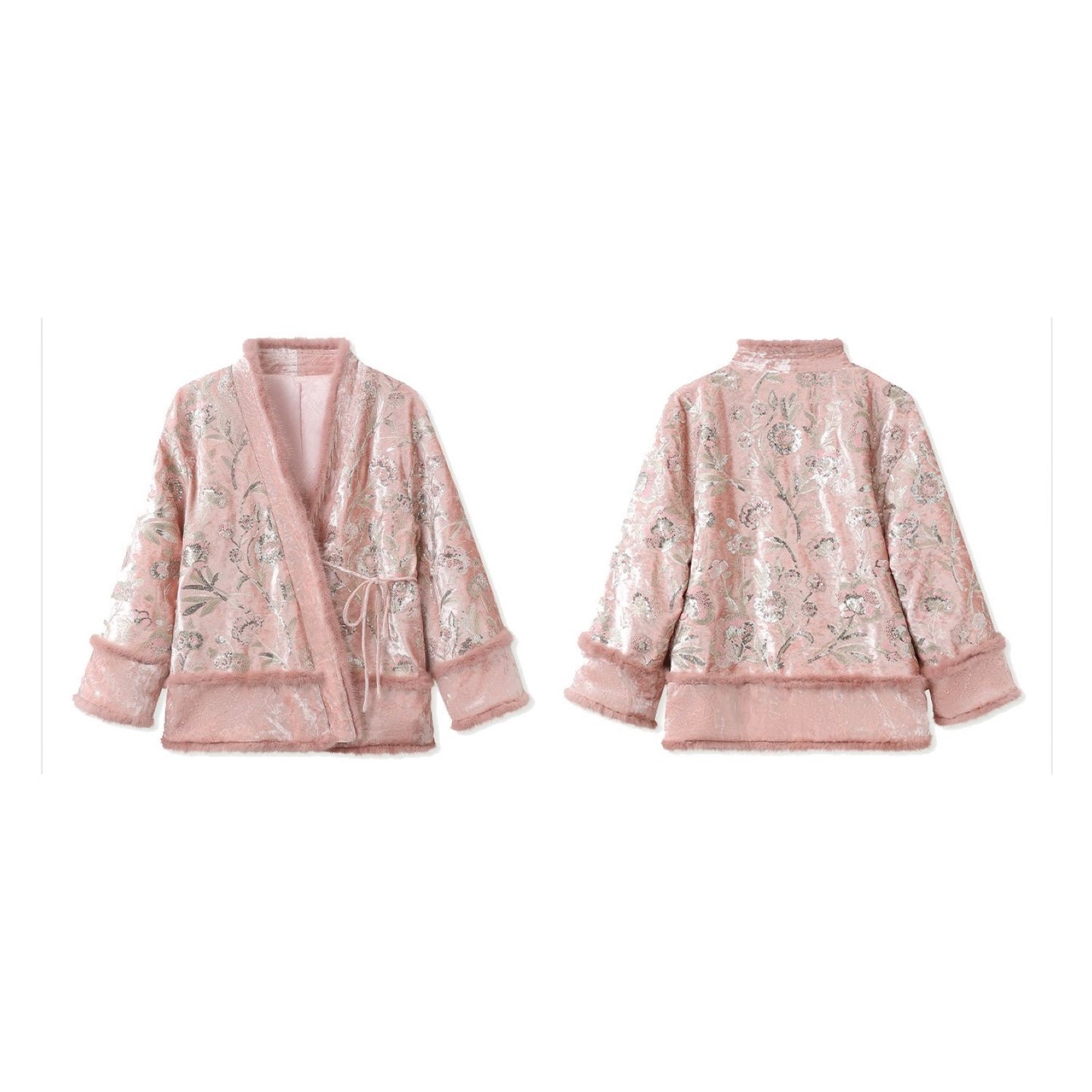Embroidered Cardigan Jacket Floral Stylish Stitching Autumn Winter