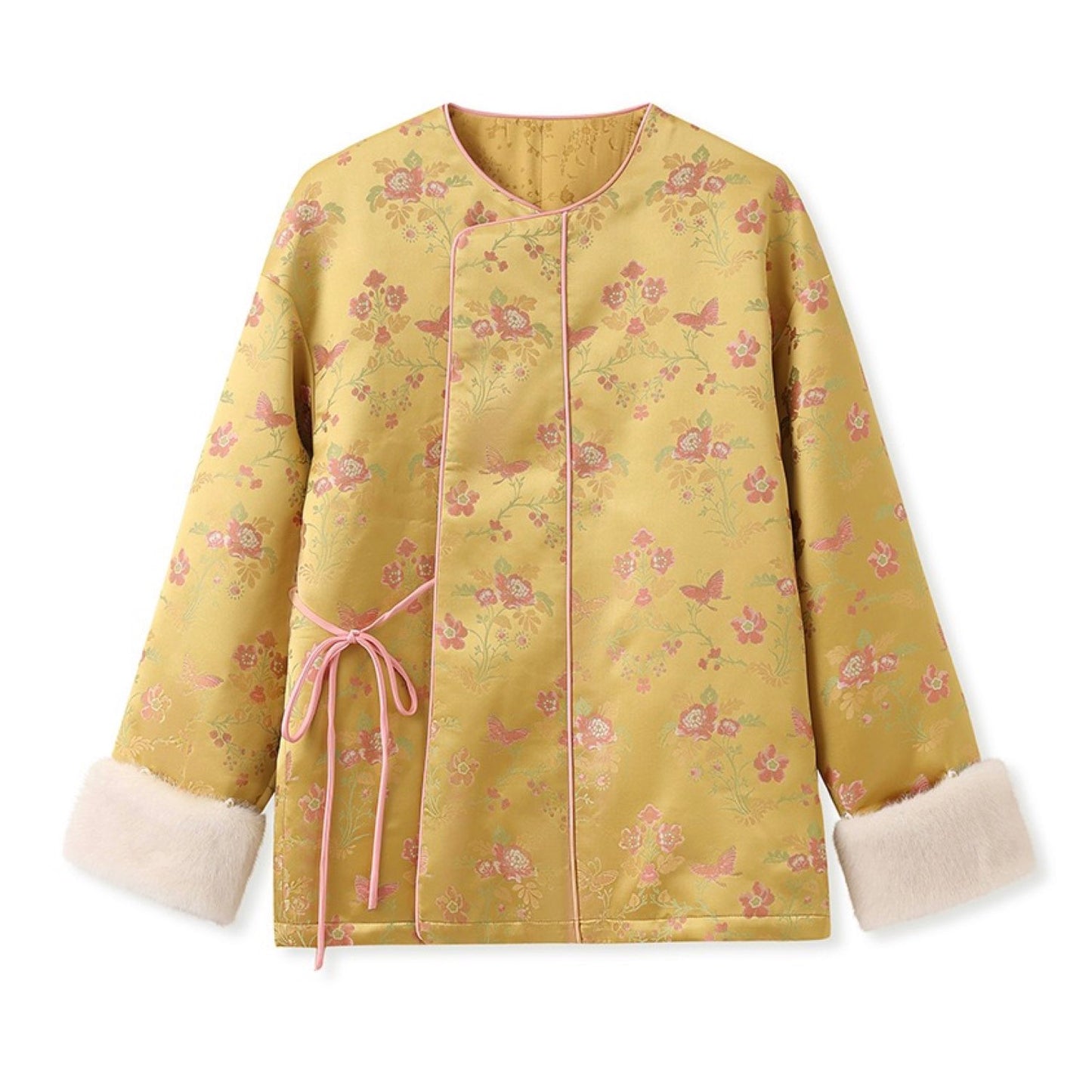 Embroidered Jacket Floral Stylish Stitching Autumn Winter
