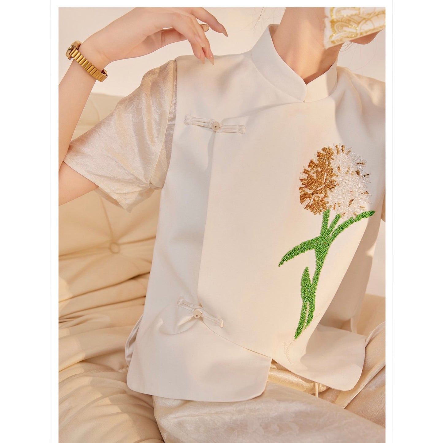 White Floral Vest