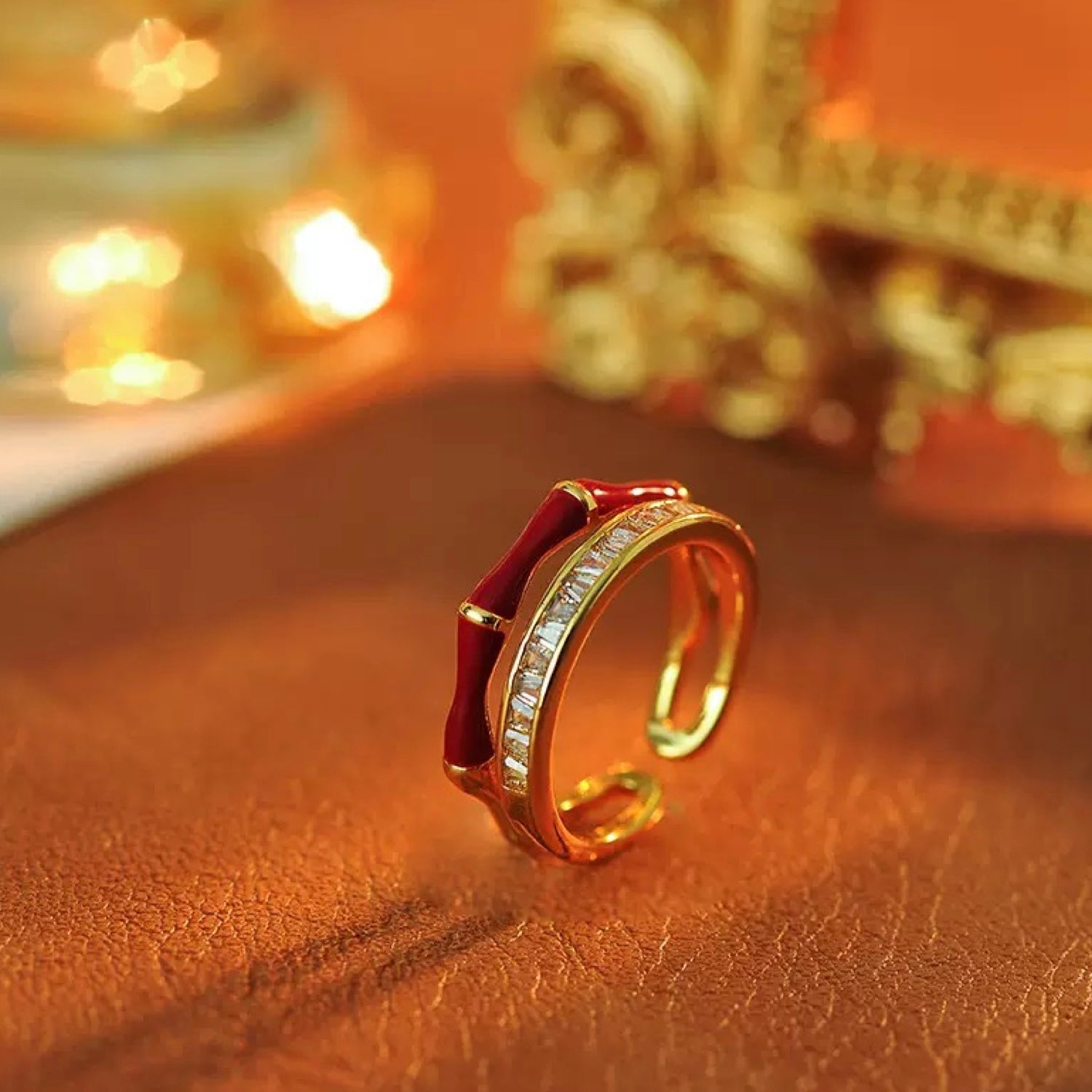 Bamboo Red Double BandRing