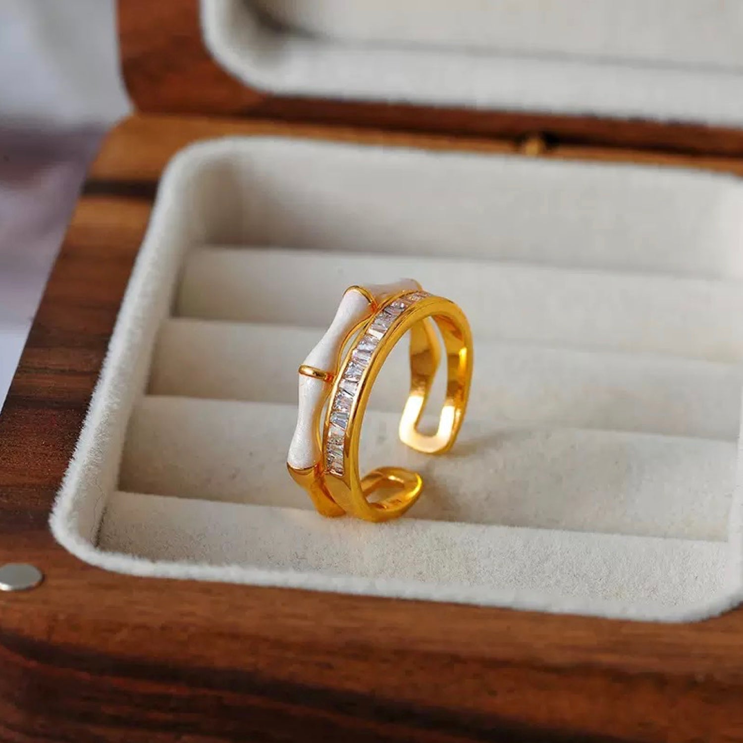 Bamboo Gray Double BandRing
