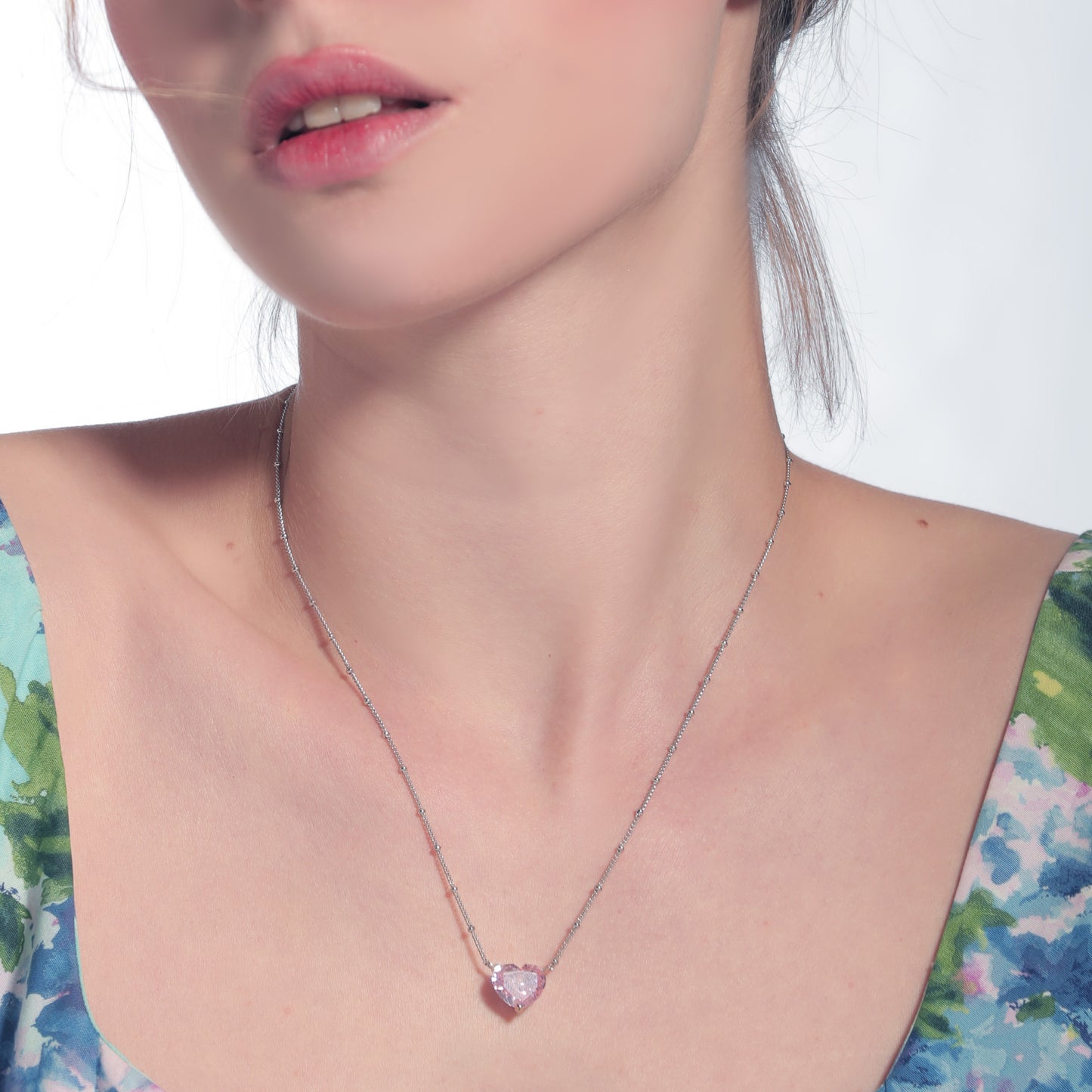 Brilliant Pink Diamond Heart Necklace