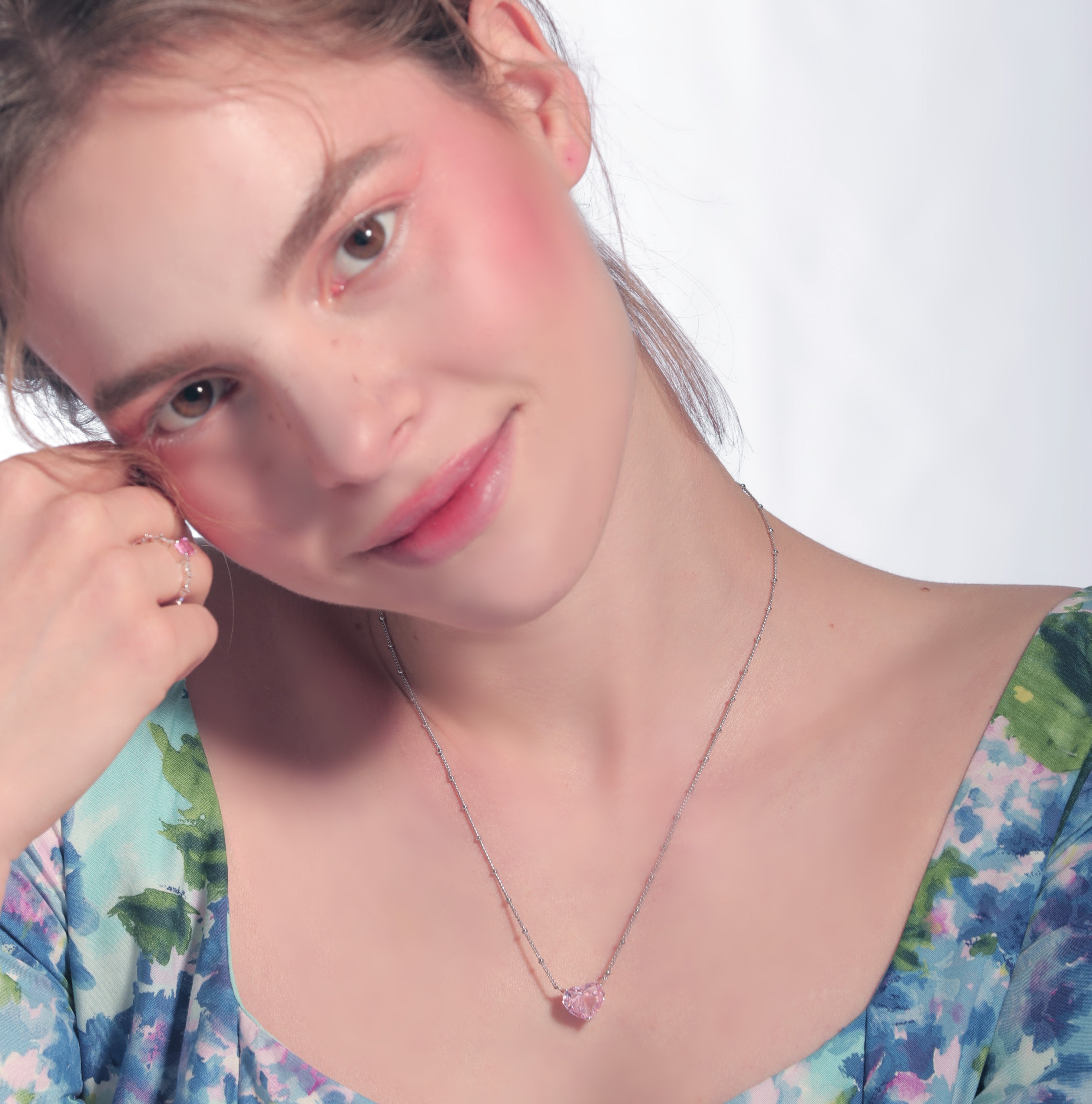 Brilliant Pink Diamond Heart Necklace