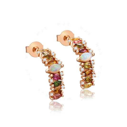 Natural Opal Tourmaline 24K Gold-plated Earring