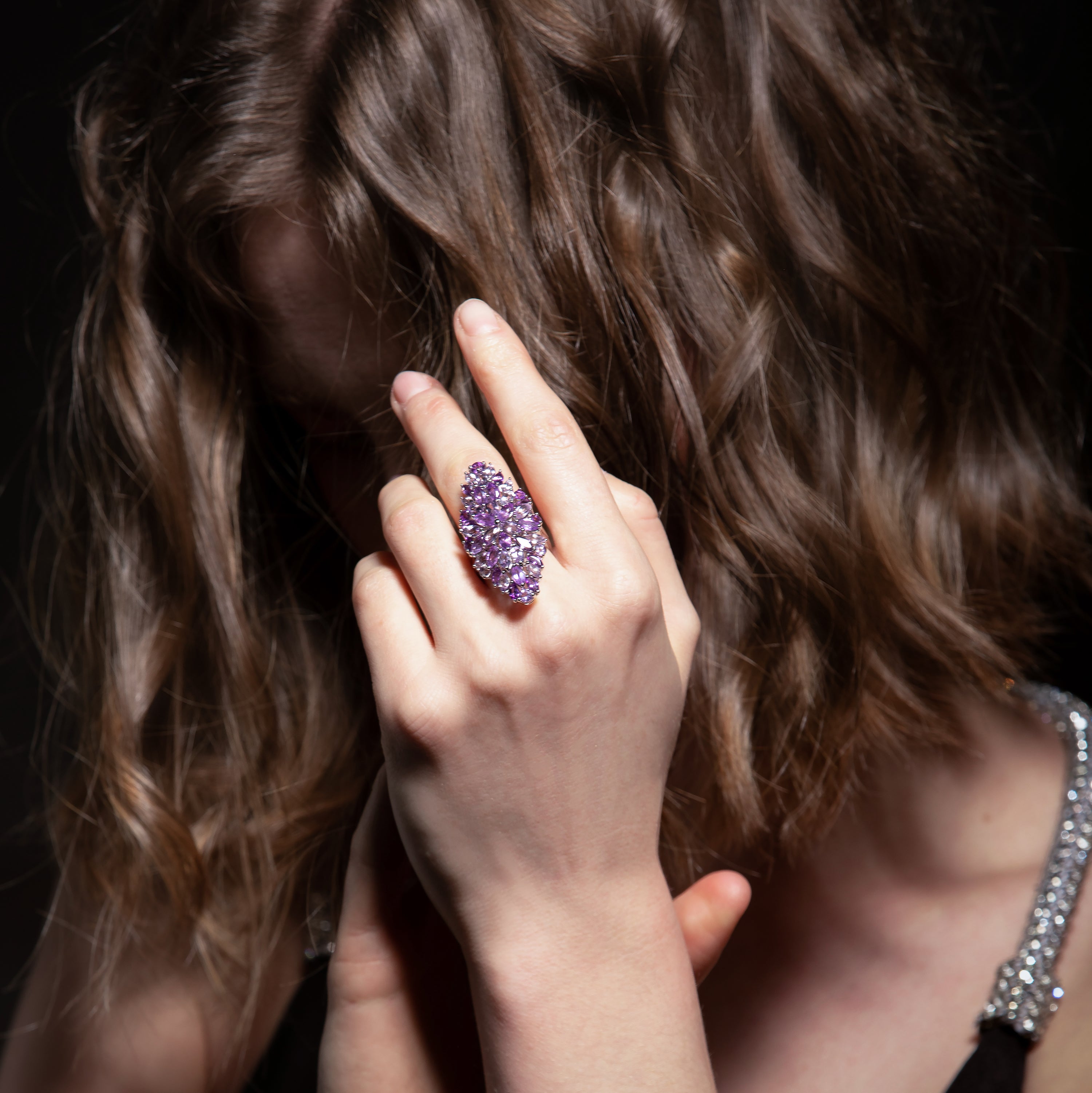 Natural Amethyst Flower Ring