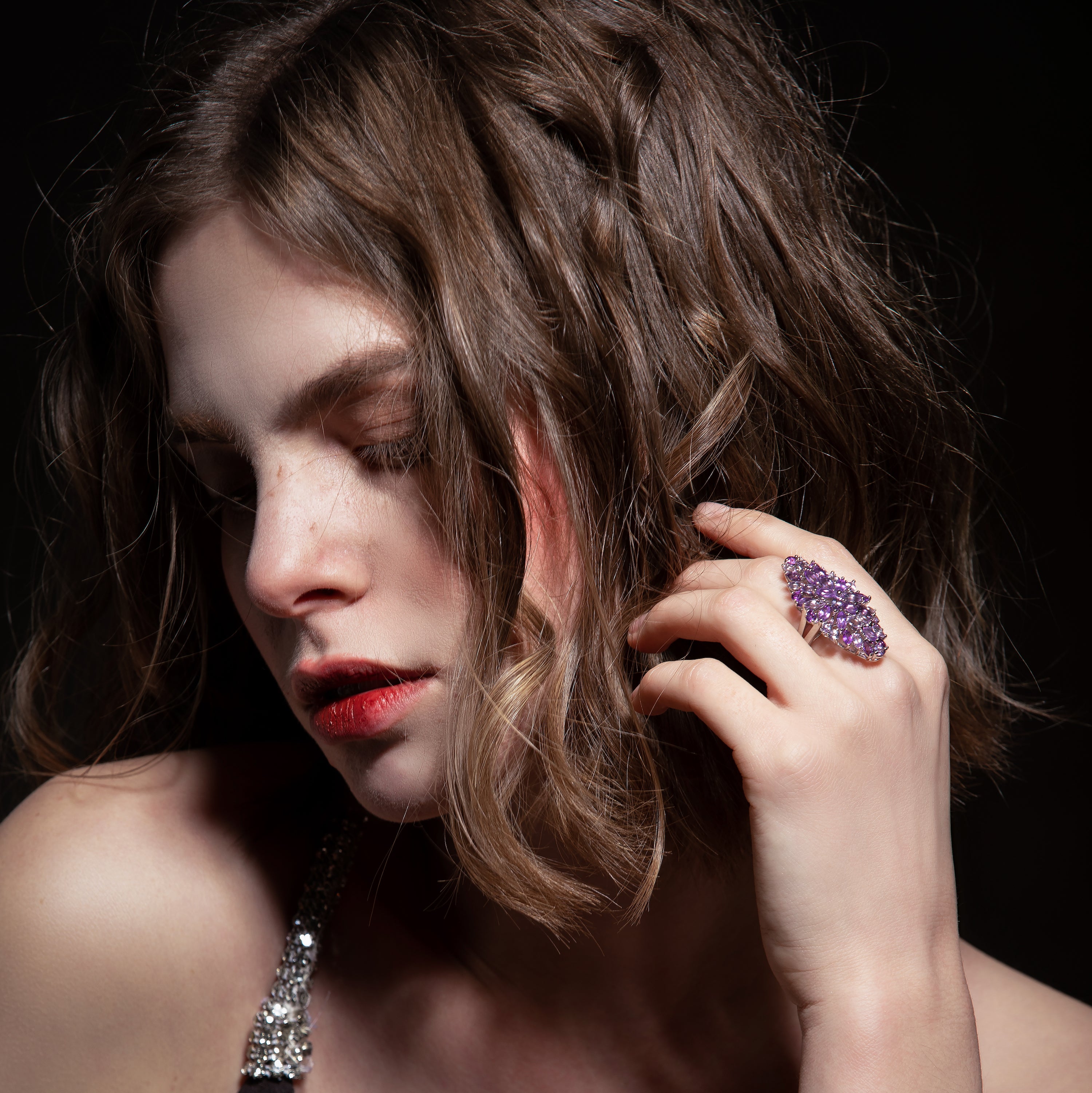 Natural Amethyst Flower Ring