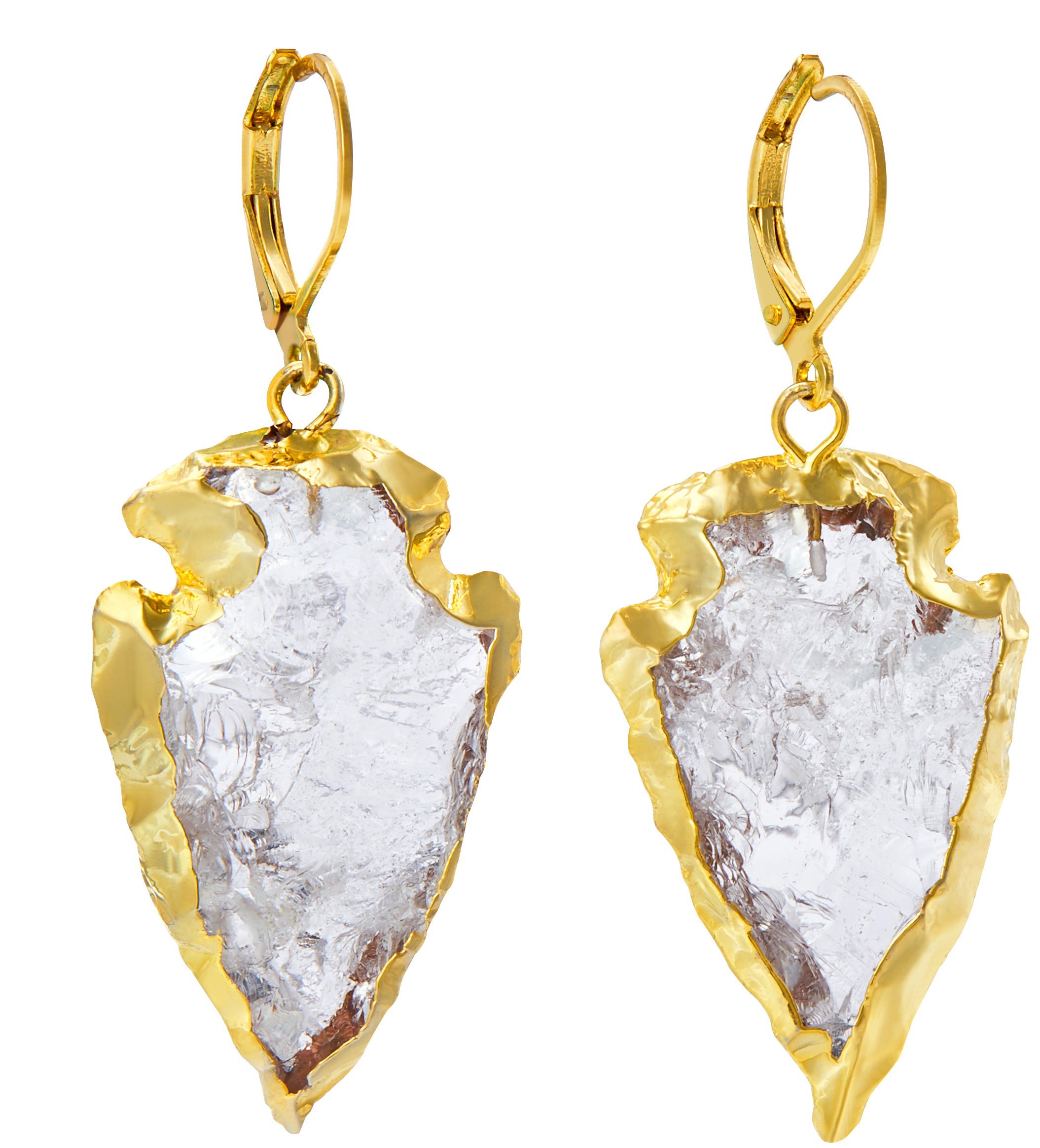 Natural White Crystal Gold-plated Silver Earring