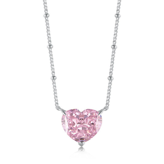 Brilliant Pink Diamond Heart Necklace