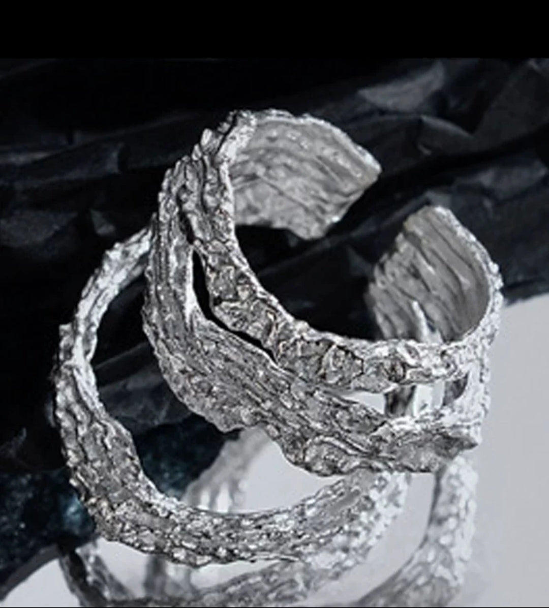 Natural Texture Tree Memory Triple Layers Ring