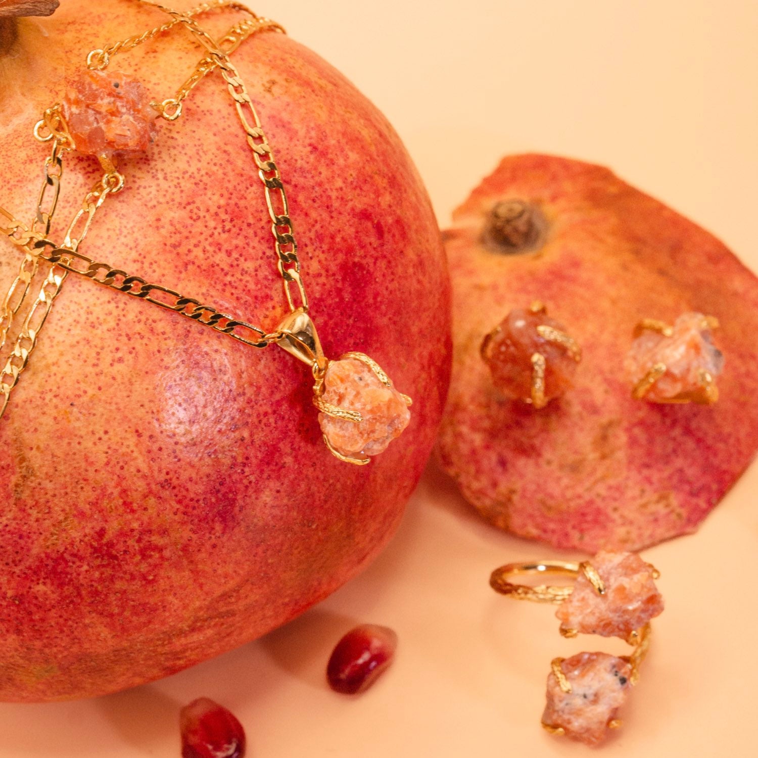 Elemental Birth Sunstone Pendant Necklace